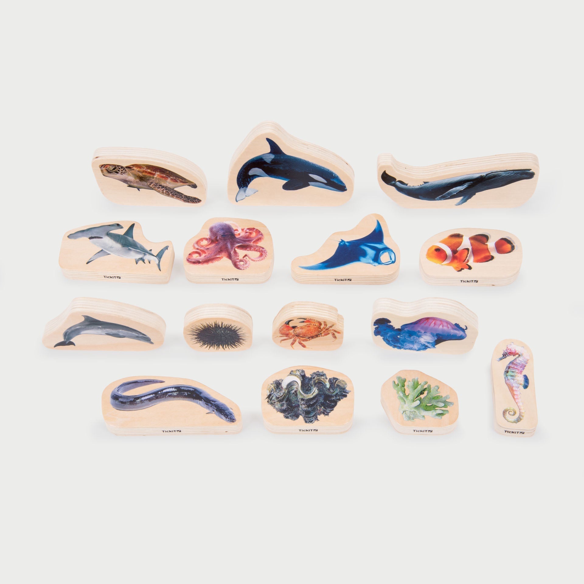 Tickit Wooden Sea Life Blocks cubi legno mare 15 pezzi