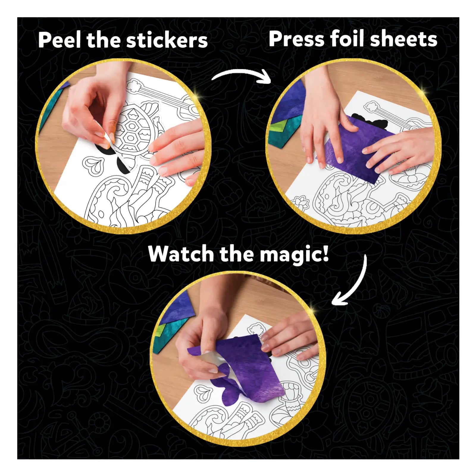 Skillmatics Foil Fun Pretty Patterns kit creativo senza sporcare 7+