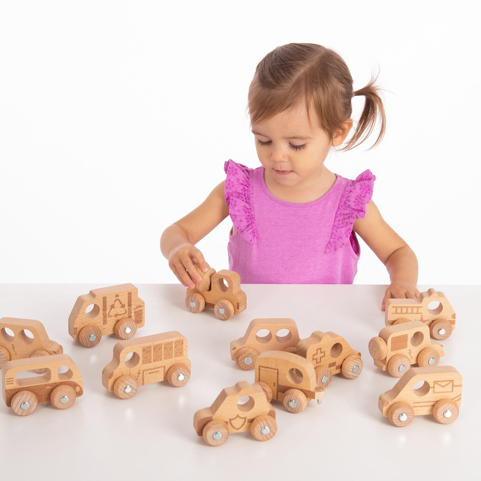 Tickit Natural Wooden Vehicles Set macchinine legno 12 pezzi