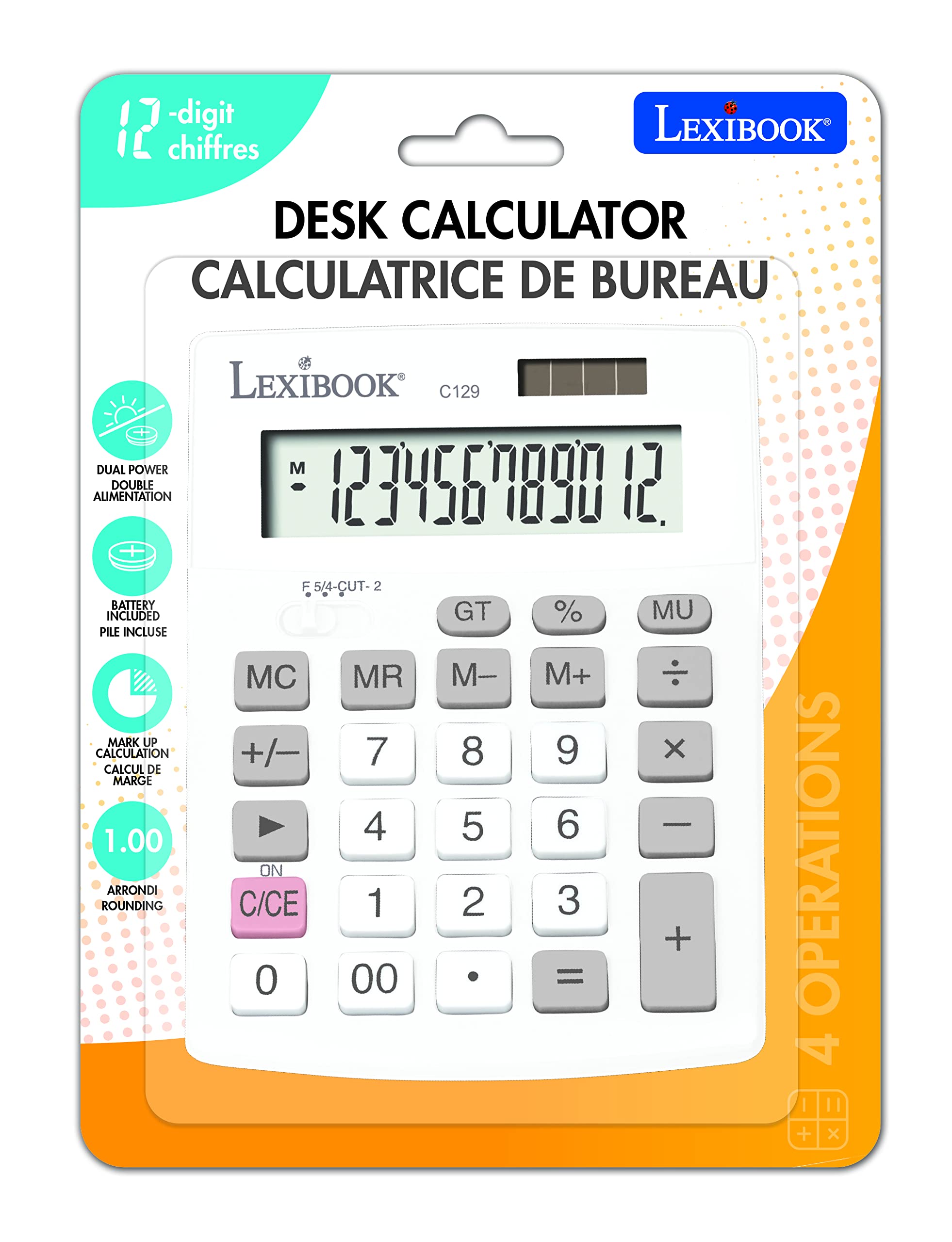 Lexibook C129 calcolatrice da tavolo 12 cifre solare