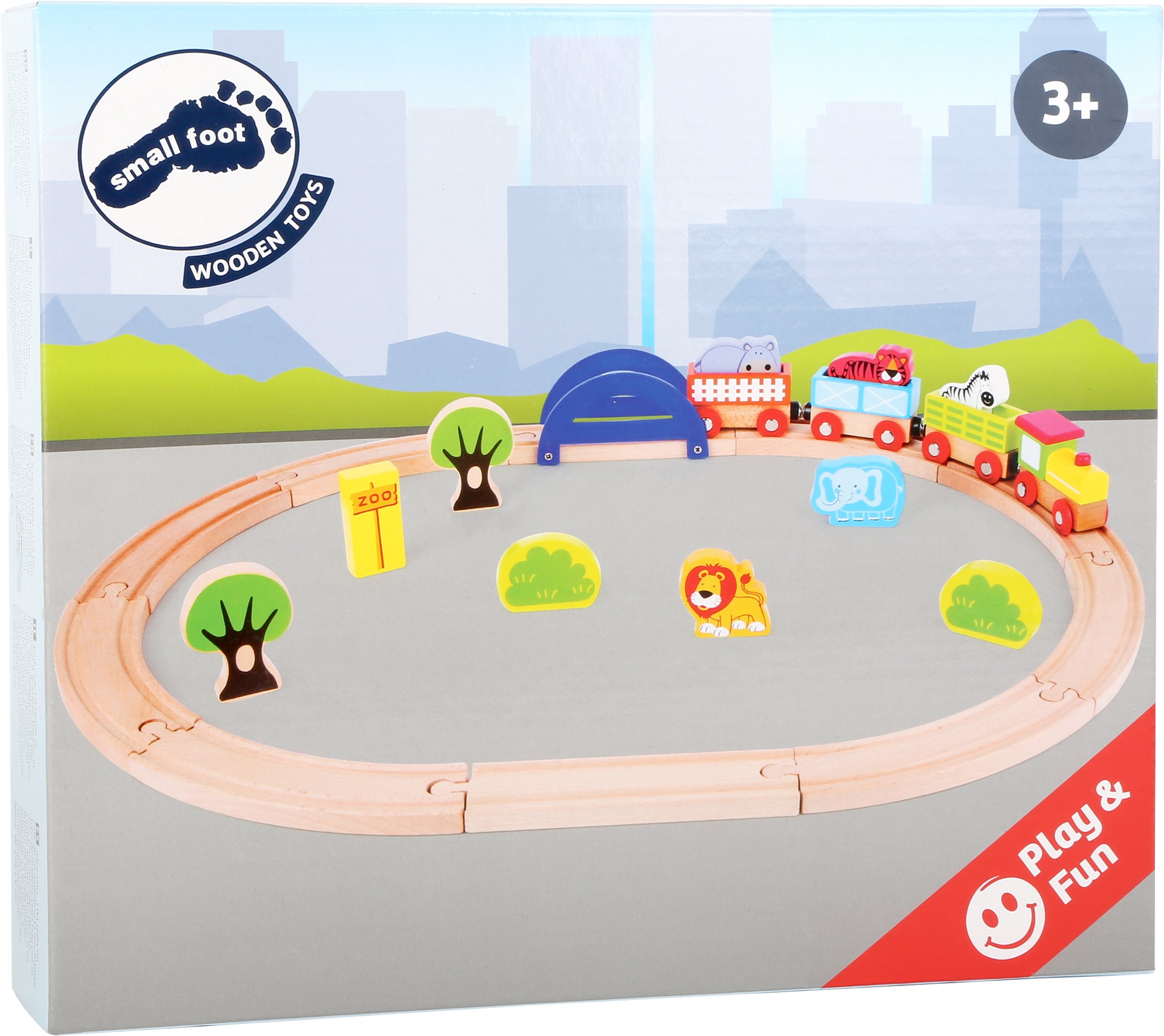 smallfoot 10504 trenino in legno zoo con animali