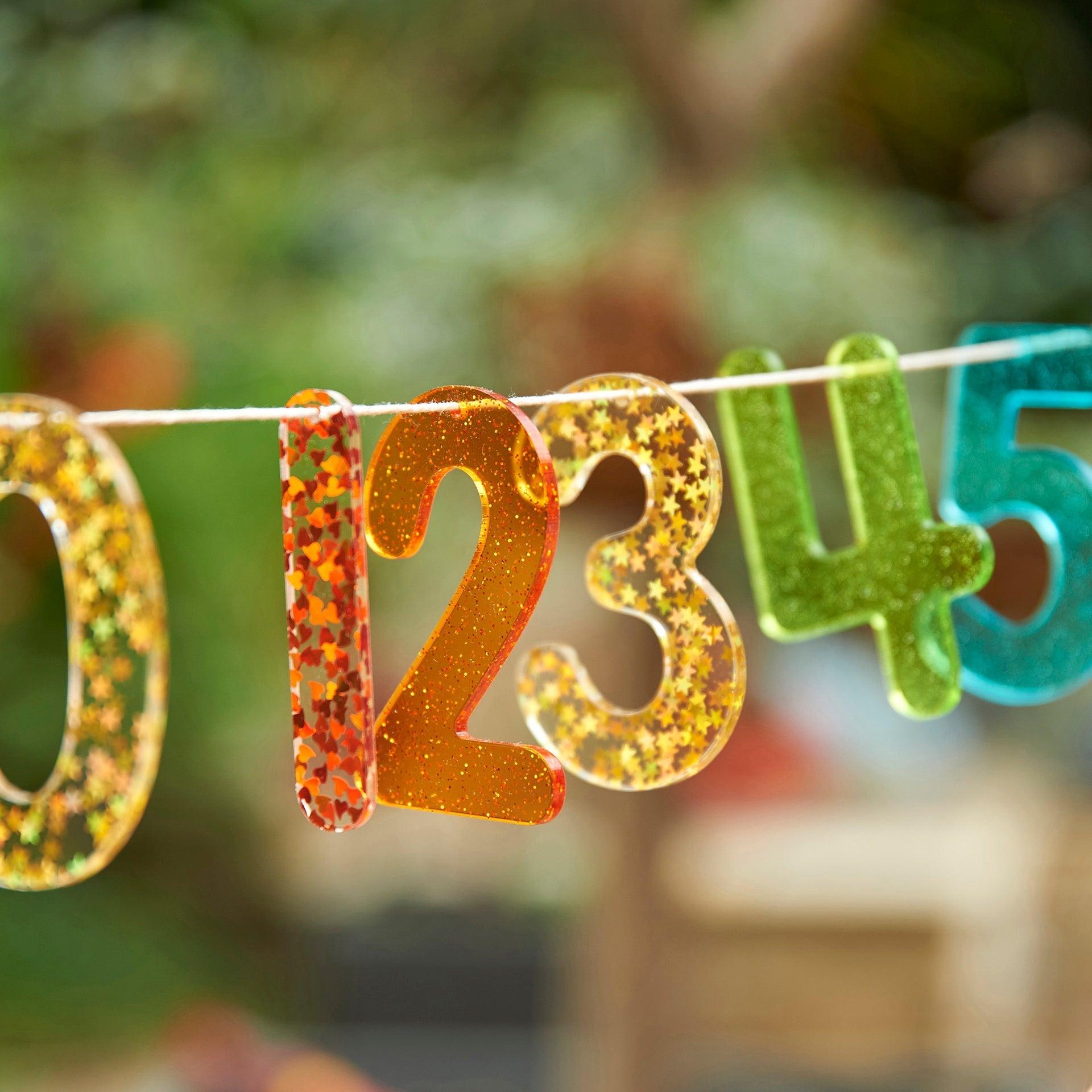 Tickit Rainbow Glitter Numbers numeri glitter 14 pezzi acrilico