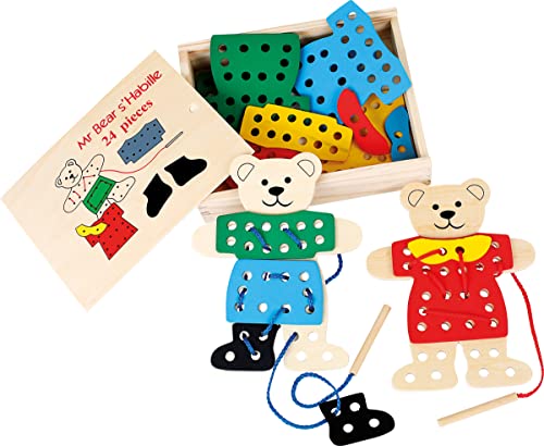 smallfoot 7891 orsetti da vestire gioco infilare legno