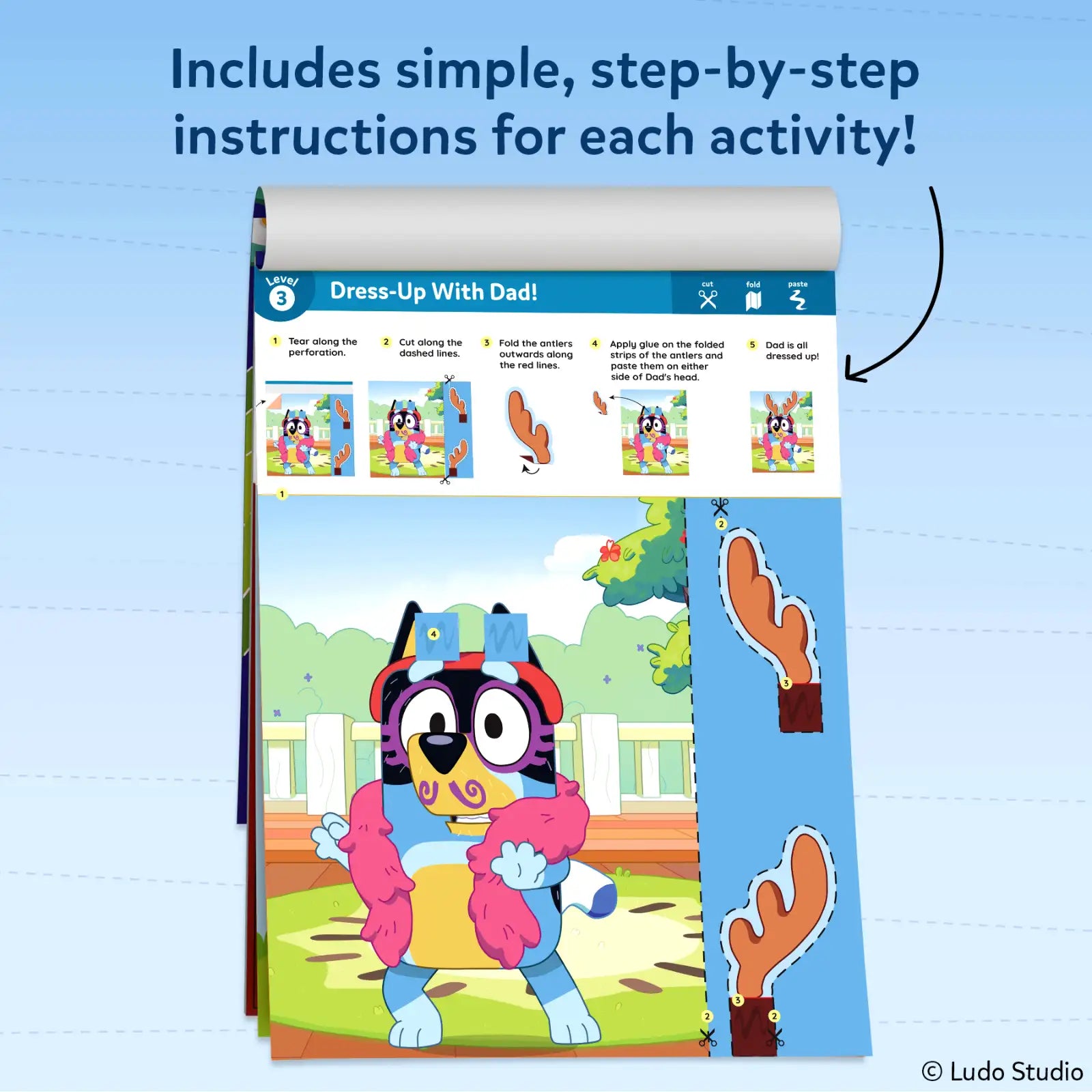 Skillmatics Snip Snip Bluey kit ritaglio 25 attività 3-7 anni