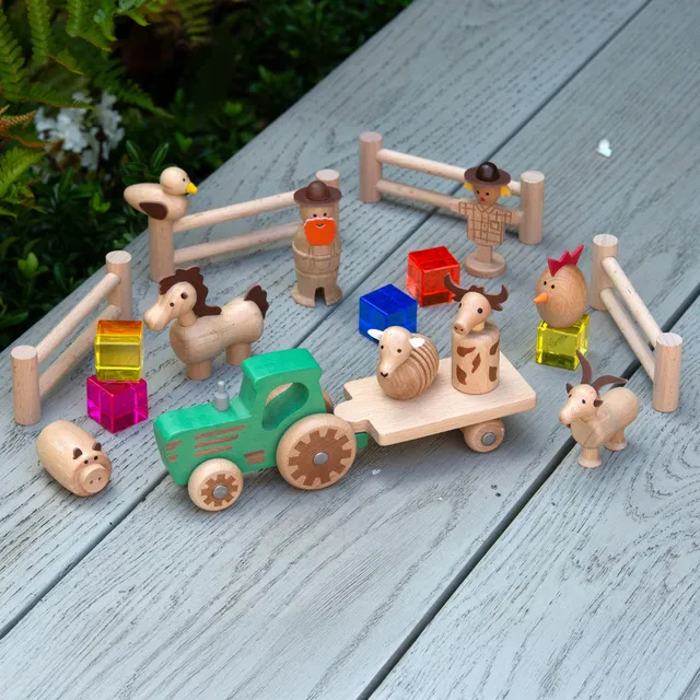 Tickit Wooden Farm Set fattoria in legno 15 pezzi da 3 anni