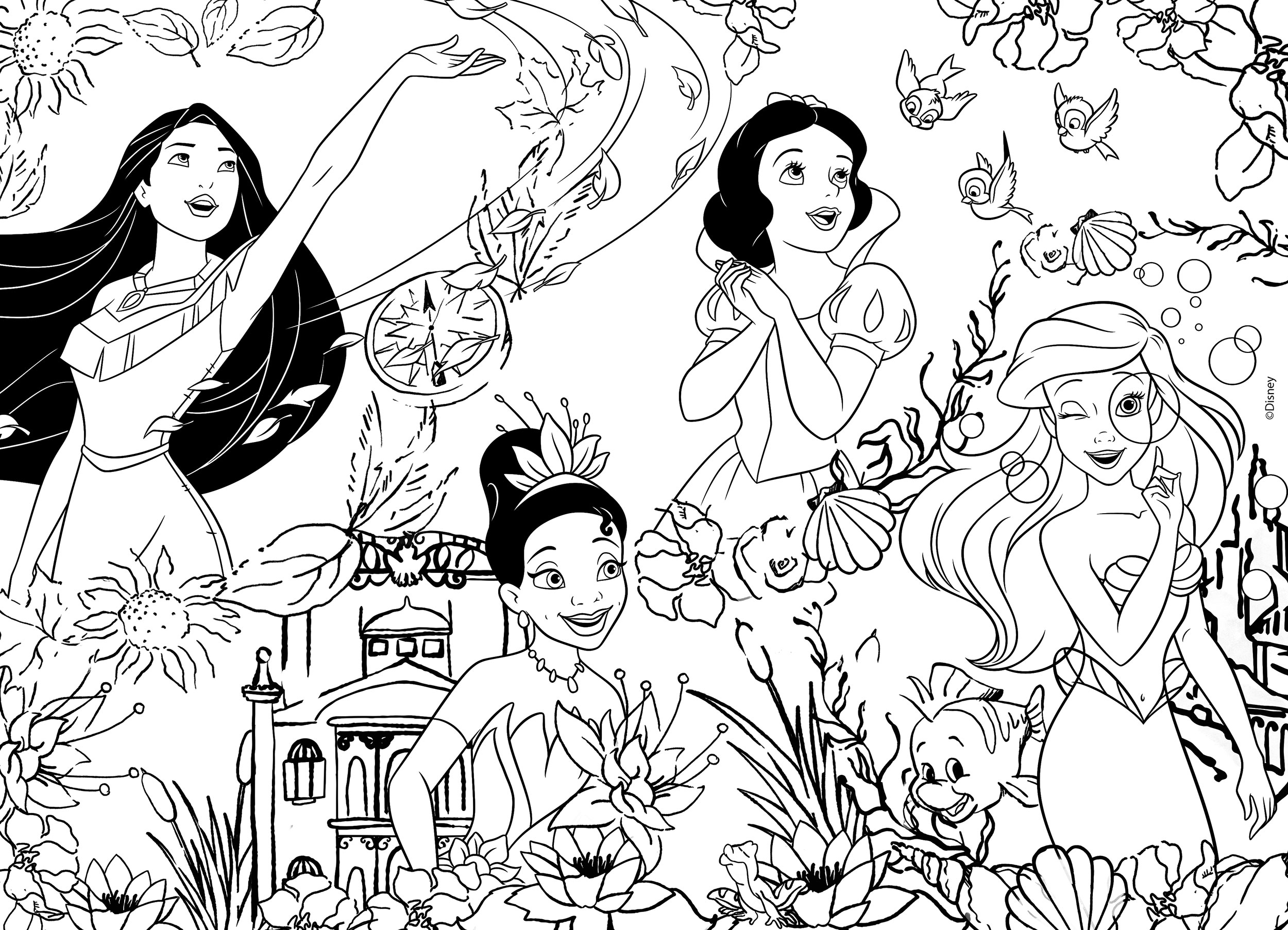 Lisciani Disney M-Plus puzzle 24 pezzi Princess colorabile