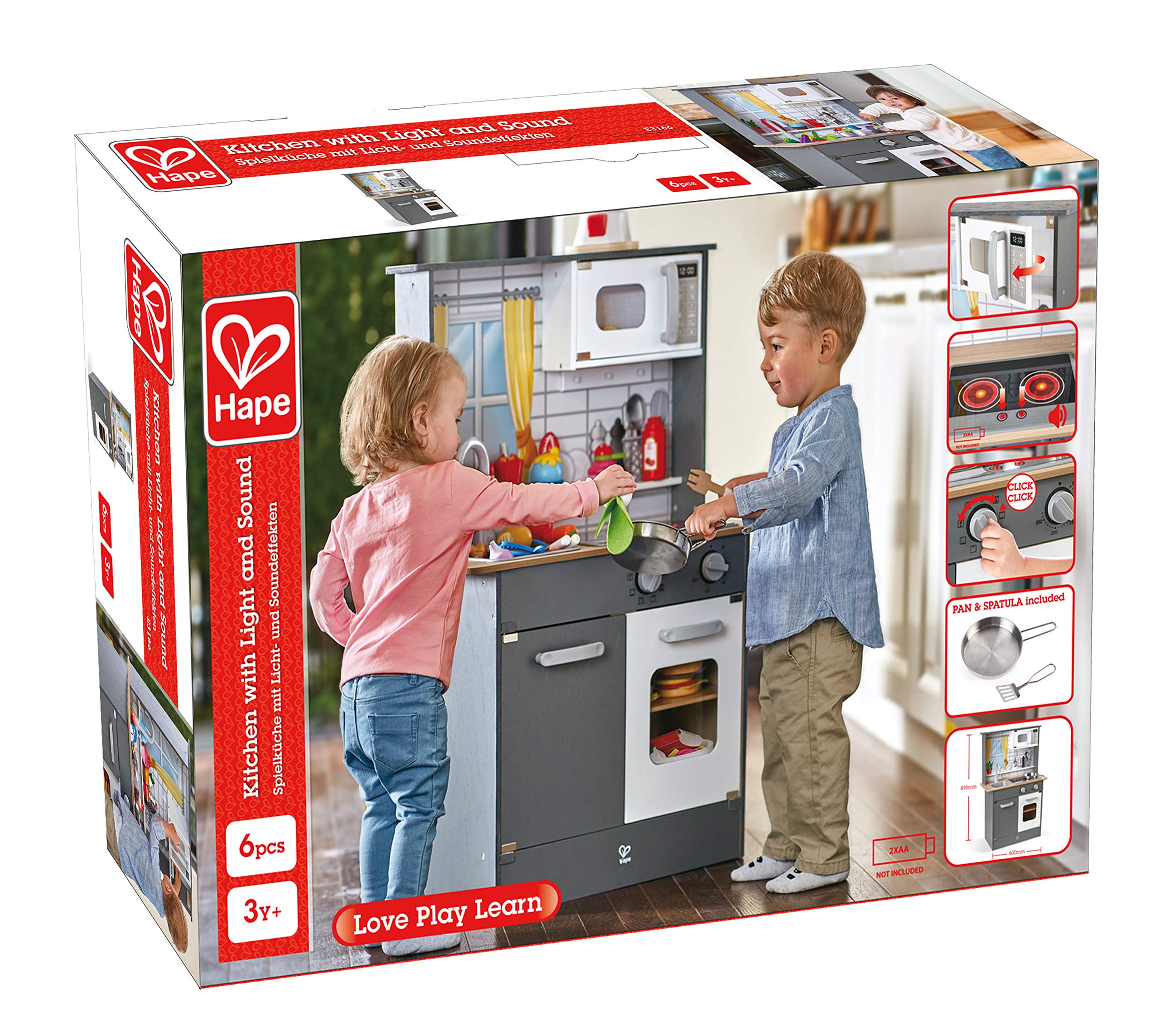 Hape E3166 Cucina Grigia giocattolo in legno con luci e suoni