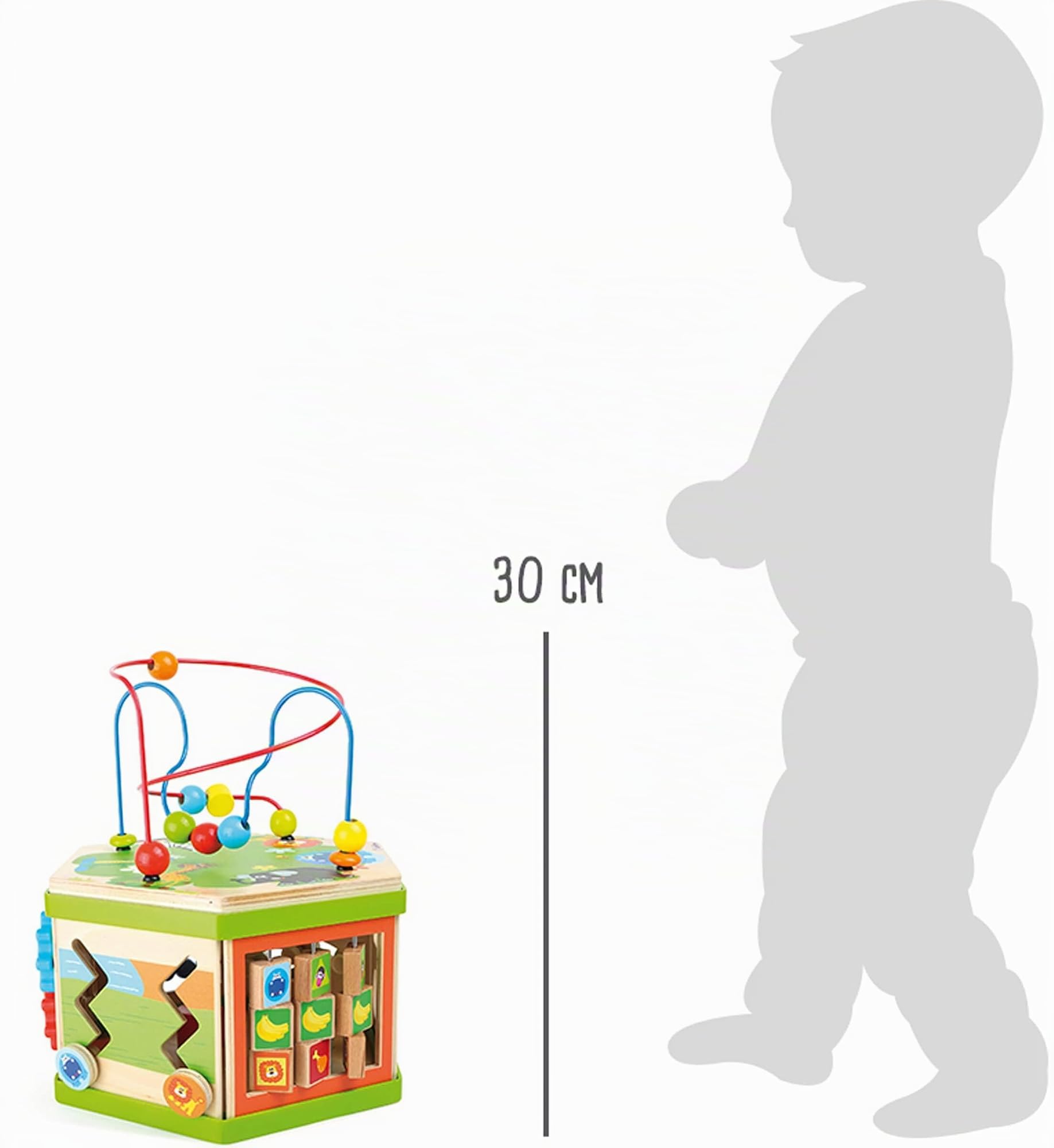 smallfoot 4244 Cubo Motorio Safari gioco legno animali