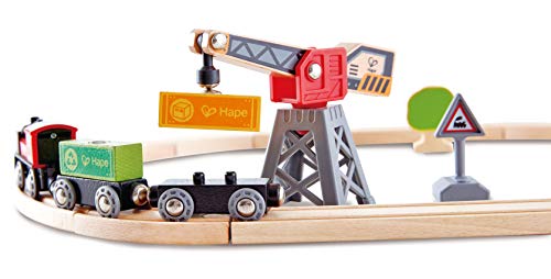 Hape N.1 Pista Trenino a Batteria con Gru Rossa
