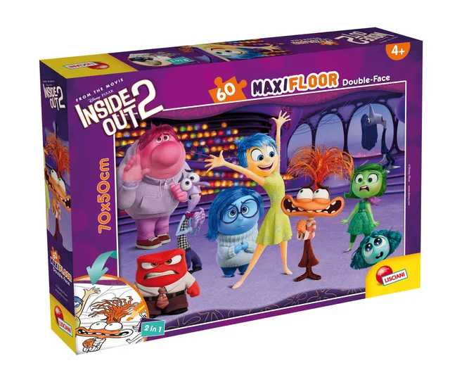 Disney Inside Out 2 Maxifloor 60 puzzle double-face da colorare