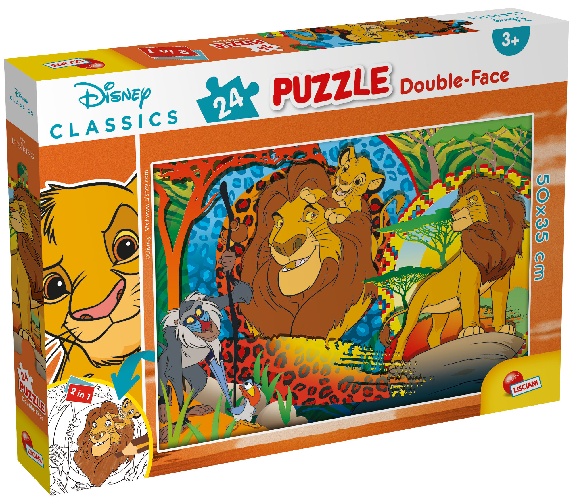Lisciani Disney Re Leone puzzle bambini 24 pezzi double-face