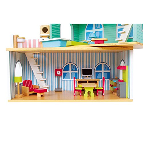 smallfoot casa delle bambole legno 3 piani 21 pezzi