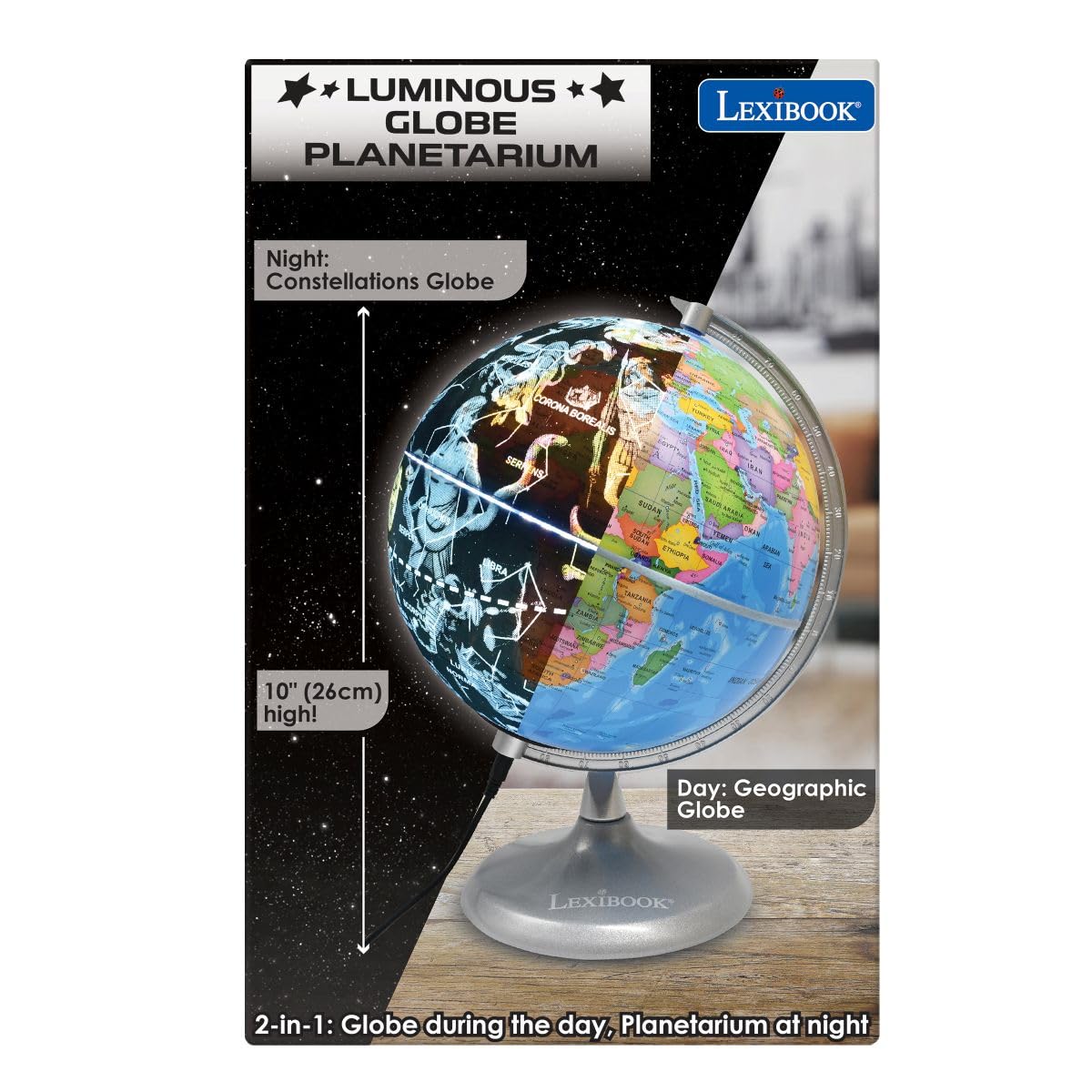 Lexibook Luminous Planetarium NLJ185EN globo giorno notte