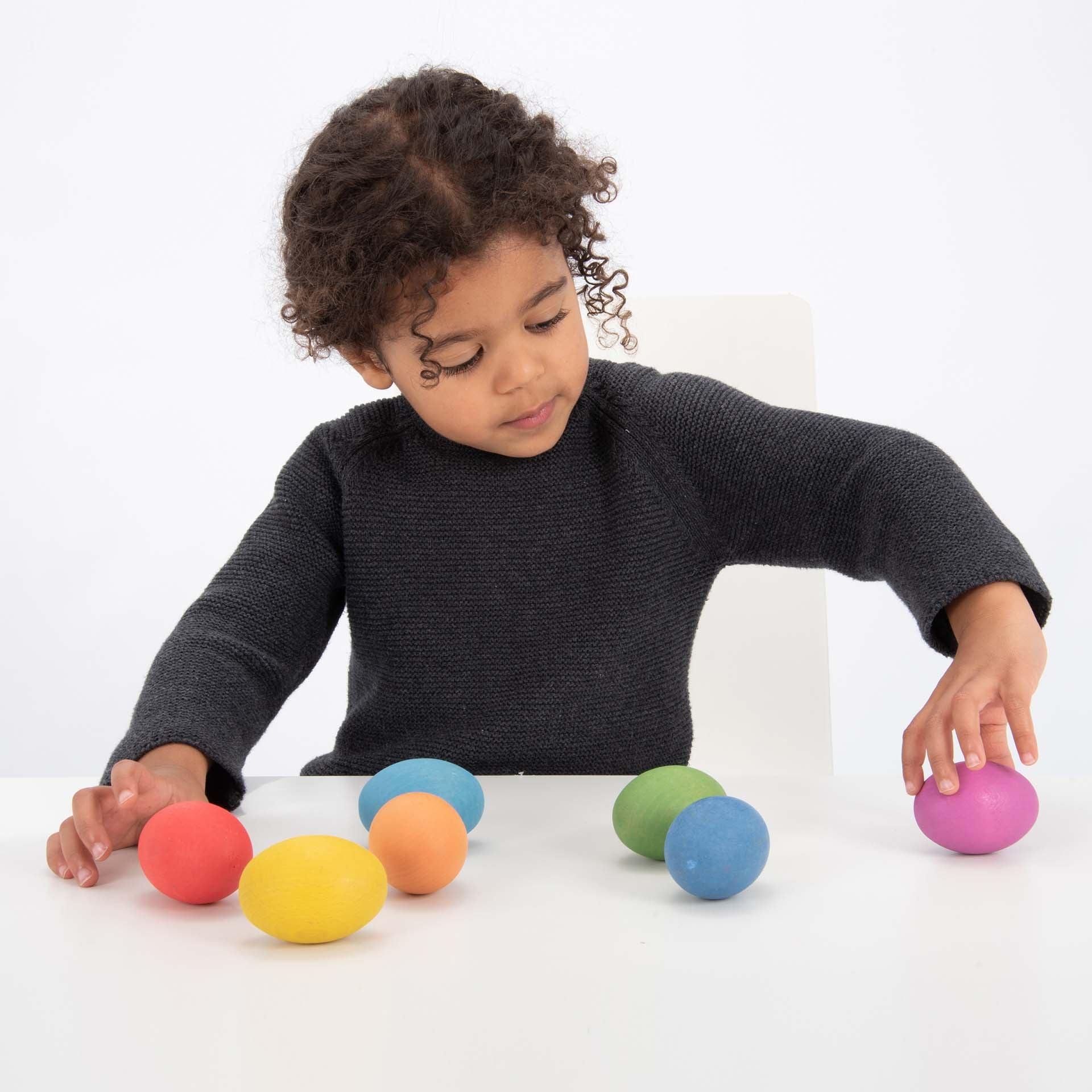 Tickit Rainbow Wooden Eggs uova legno 7 pz colori da 10 mesi