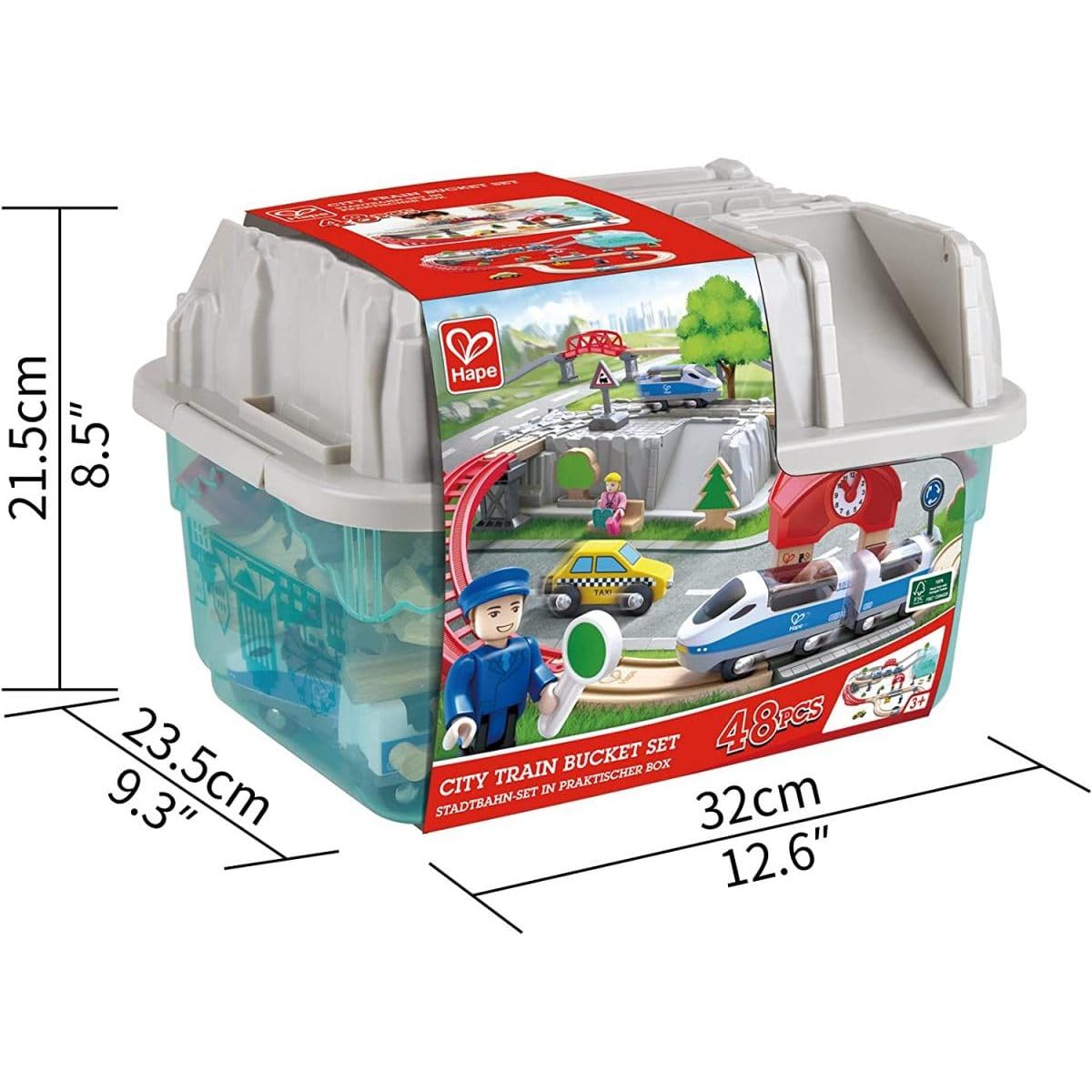 Hape E3771 Set Treno in Città pista legno 48 pezzi