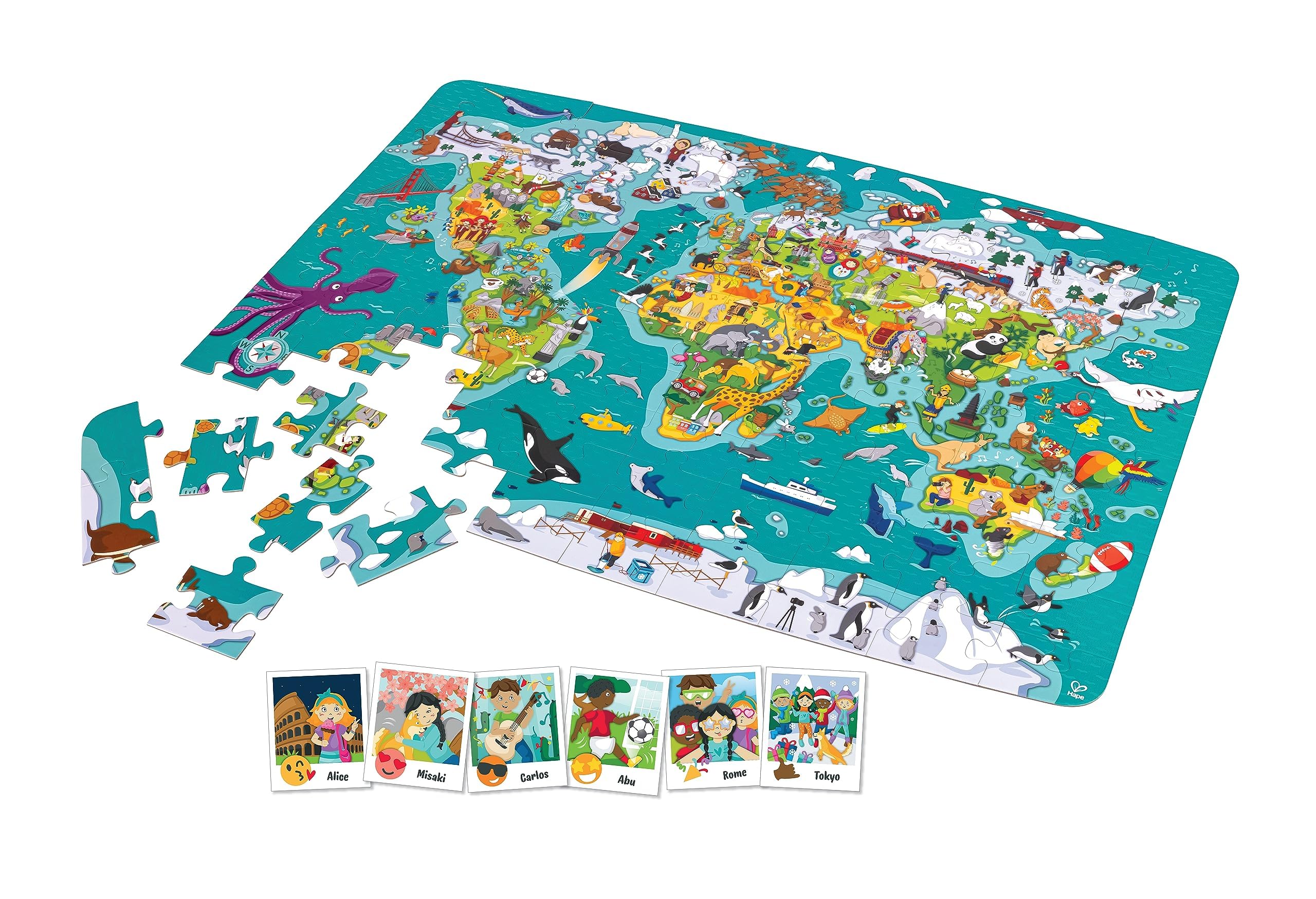 Hape Mappa del Mondo puzzle 100 pezzi dai 5 anni