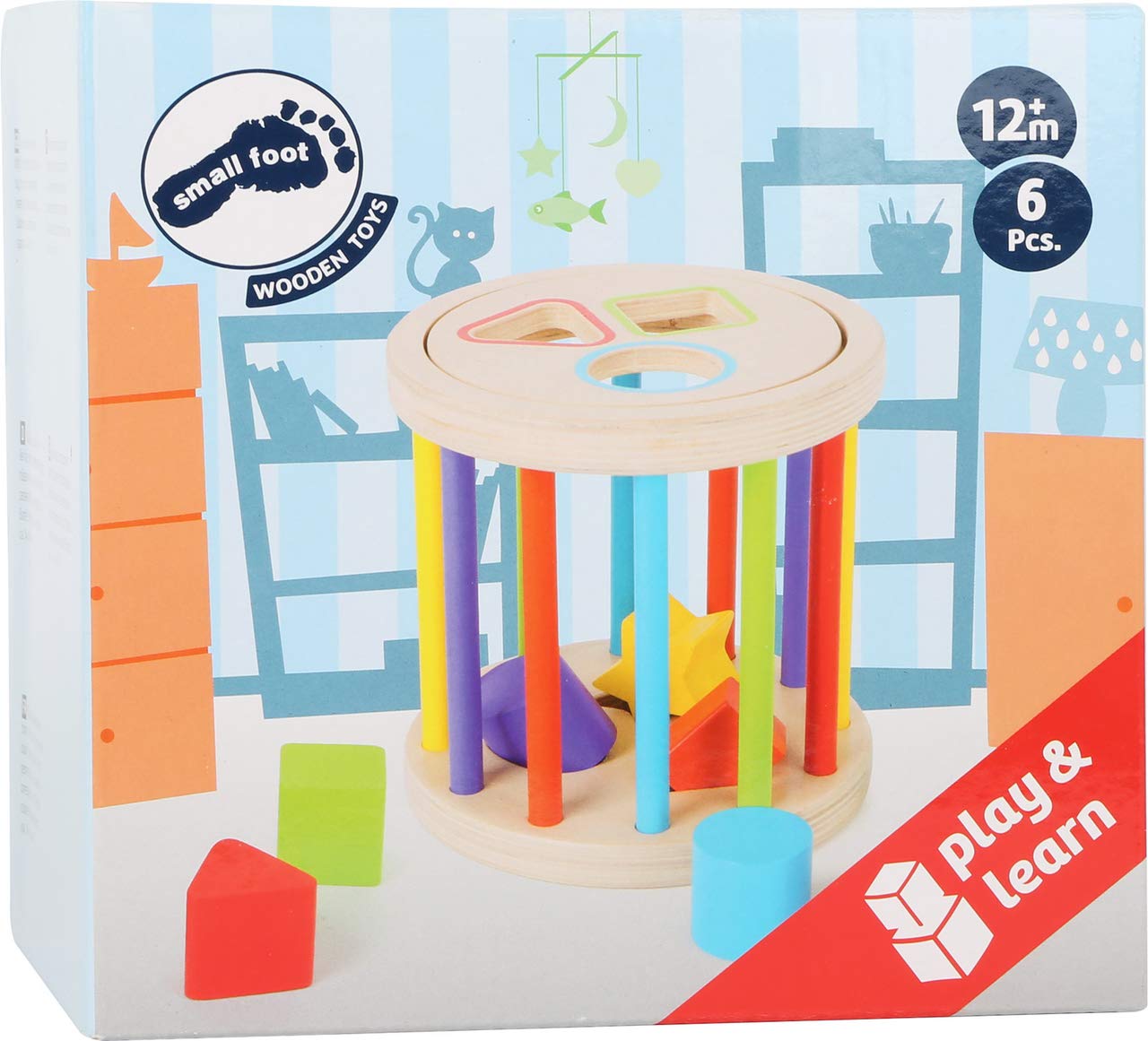smallfoot 10628 cilindro impilabile formine legno colorate