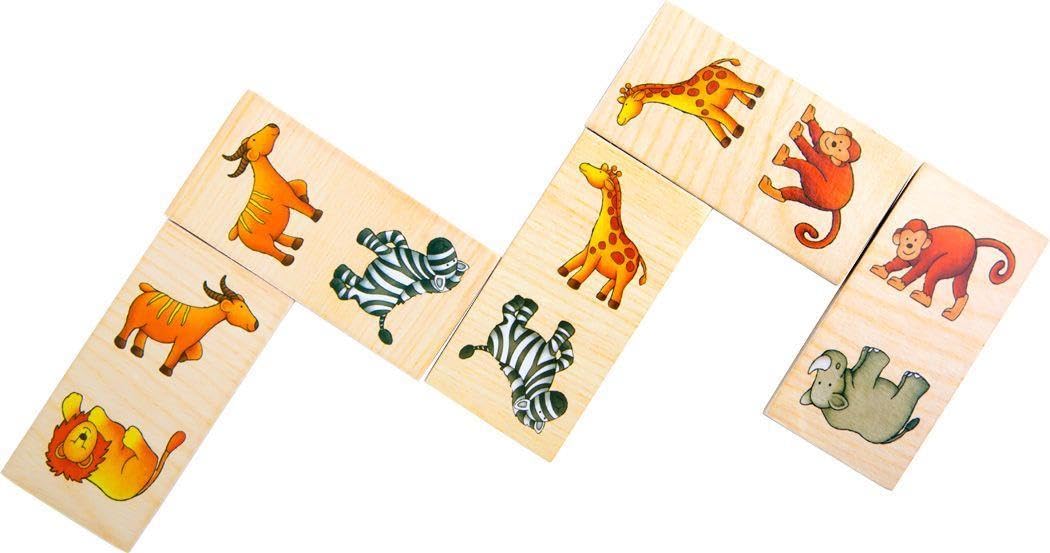 smallfoot Safari domino bambini legno animali con scatola