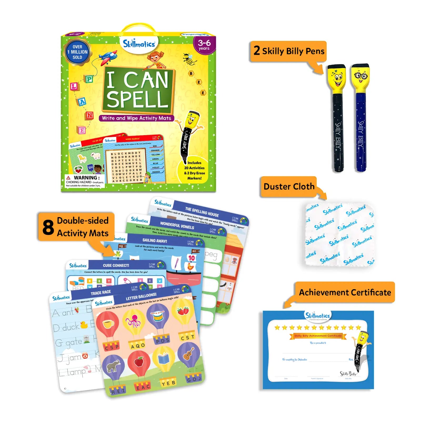 Skillmatics I Can Count I Can Spell kit schede cancellabili prescolare