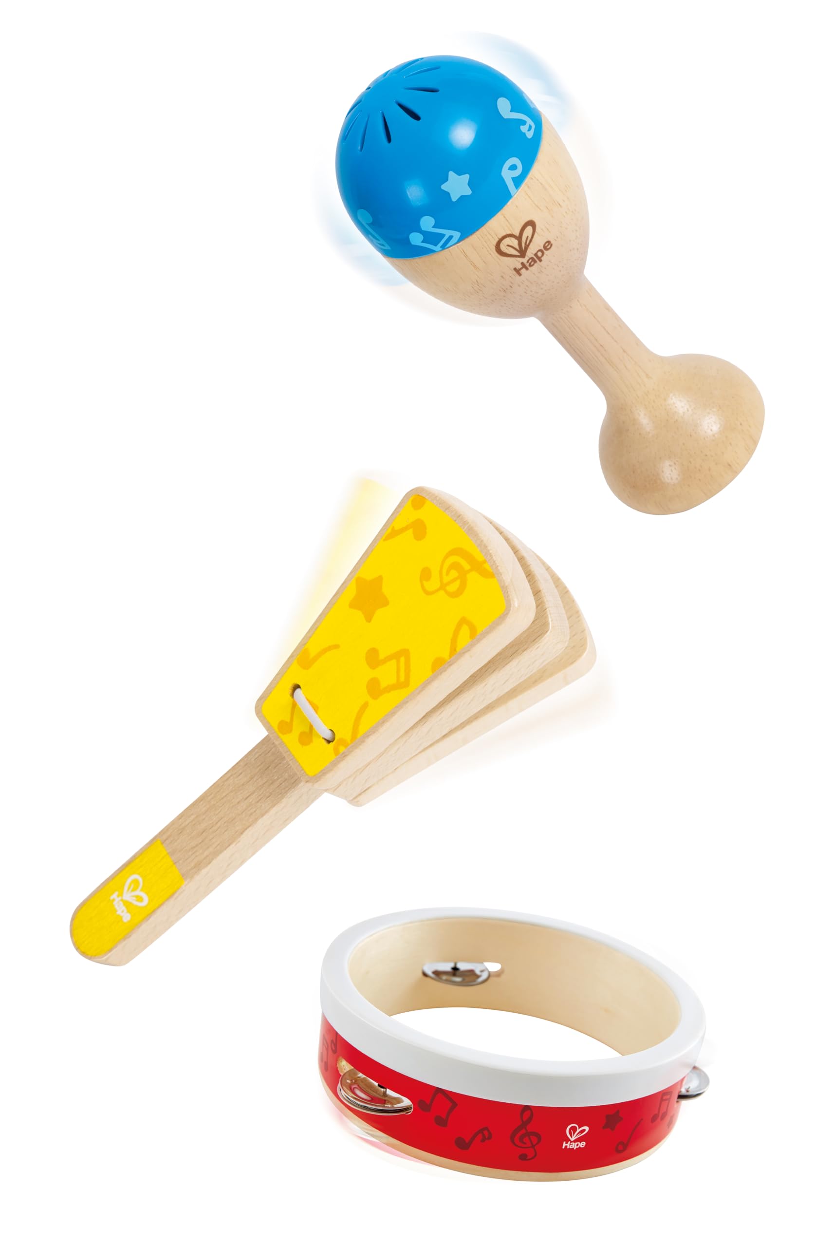 Hape set percussioni bambini strumenti musicali 3 pezzi 12 mesi
