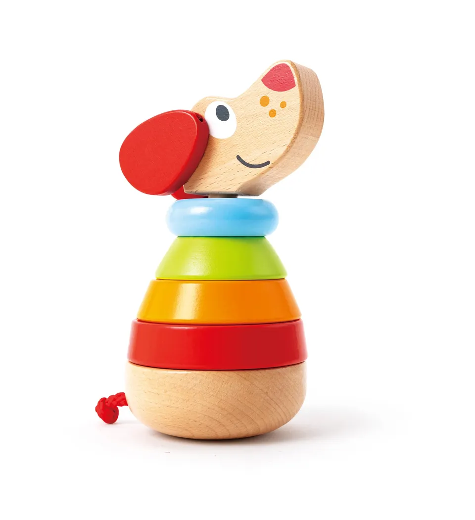 Hape Pepe Arcobaleno impilabile in legno cane 6 pezzi da 12 mesi