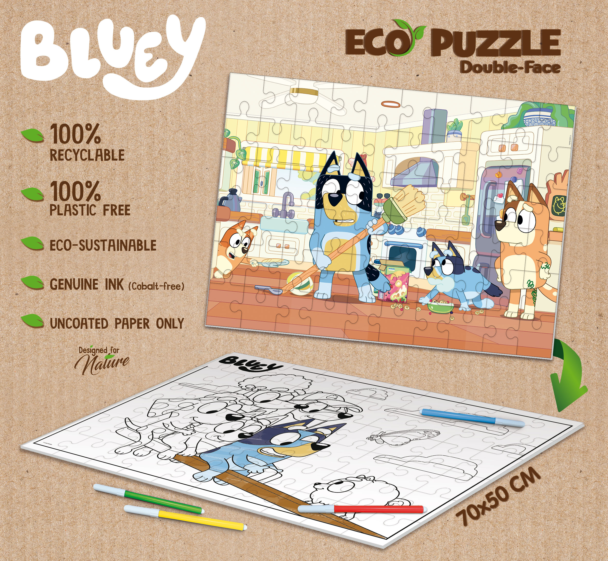 Lisciani Bluey Eco-Puzzle Df 60 puzzle 60 pezzi da colorare