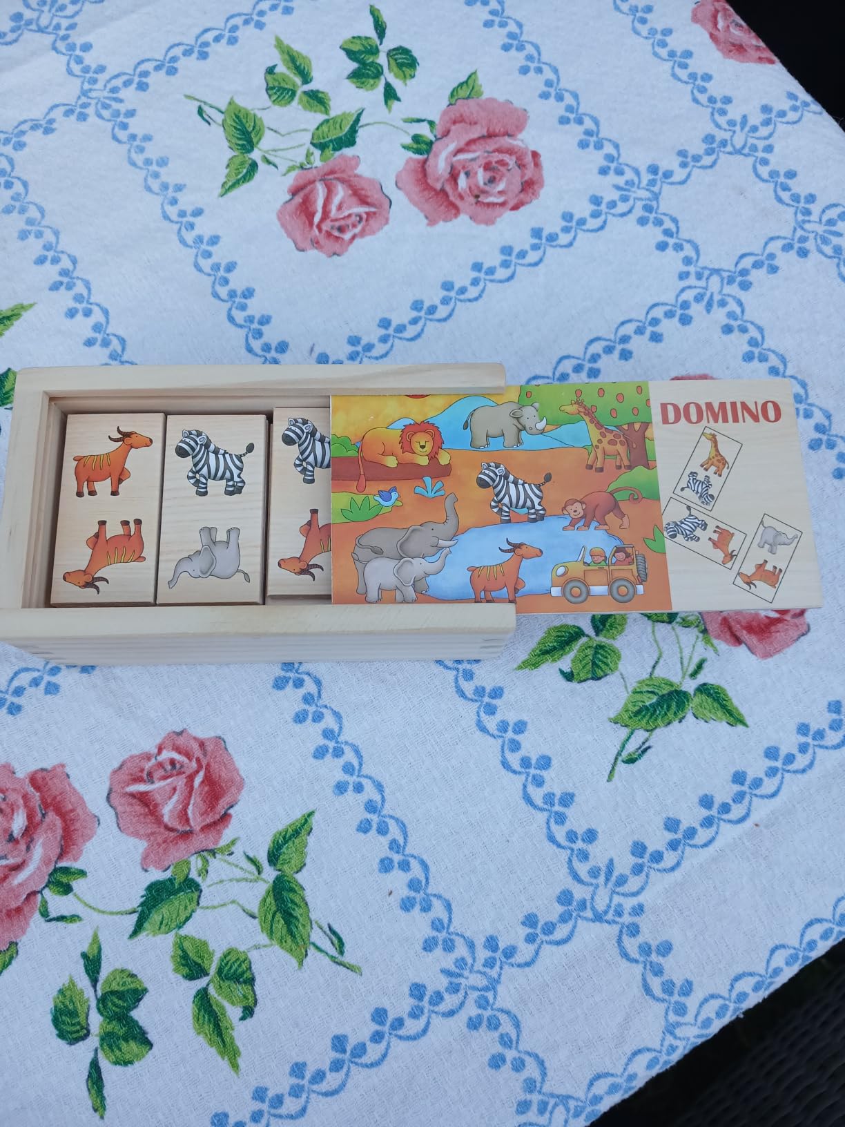 smallfoot Safari domino bambini legno animali con scatola