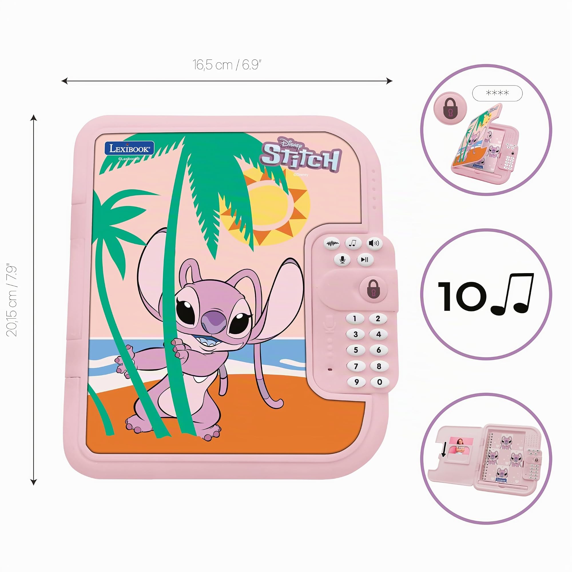 Lexibook Disney Stitch SD50D1 diario elettronico Angel blu rosa