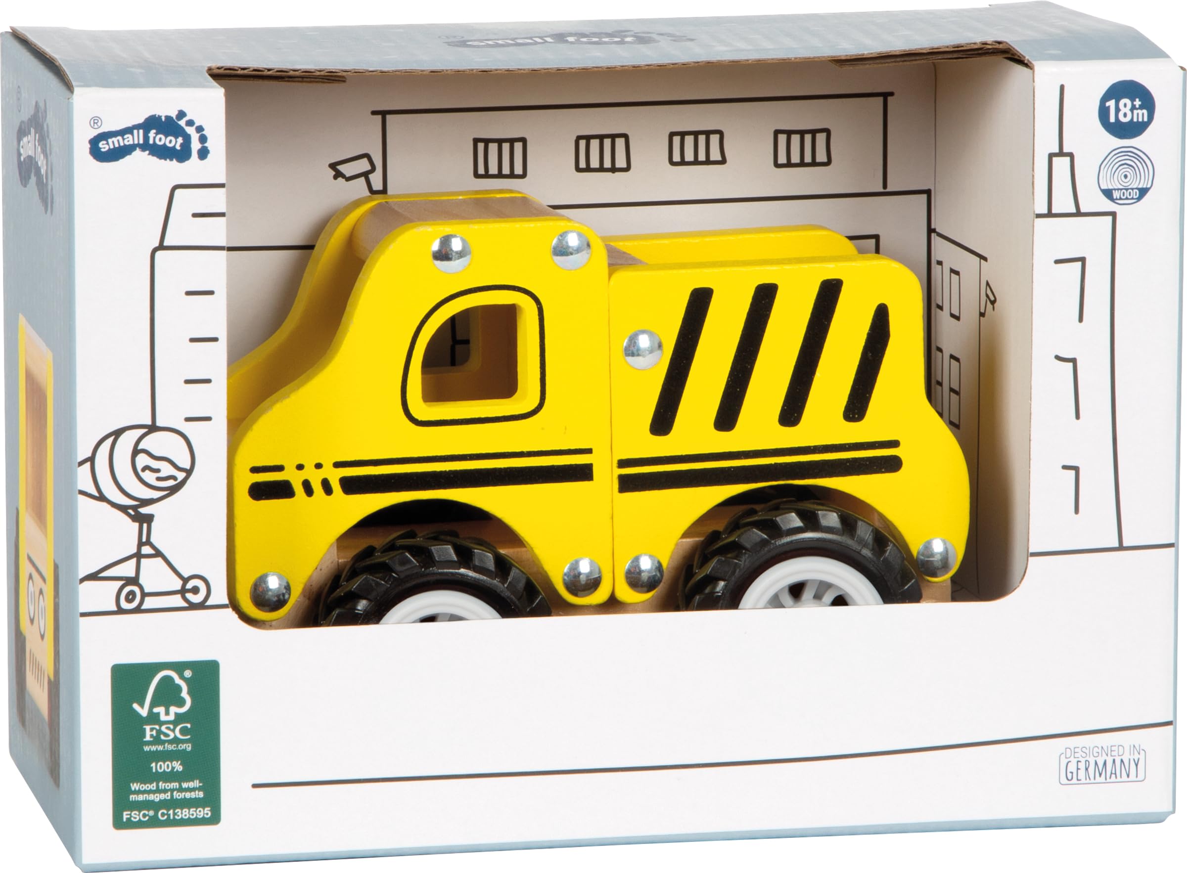 smallfoot camion cantiere legno FSC con ruote gommate