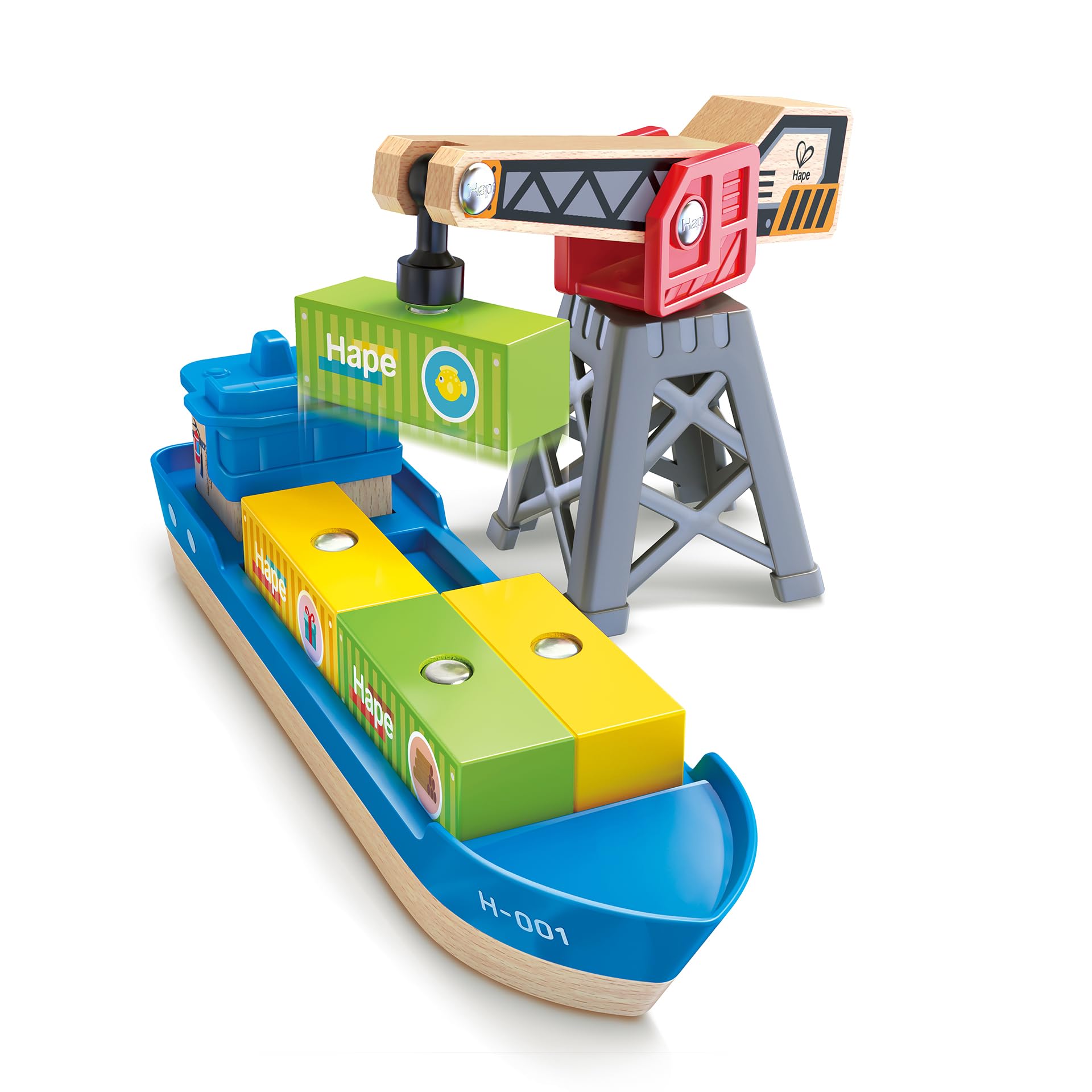 Hape nave da carico e gru giocattolo legno con magneti