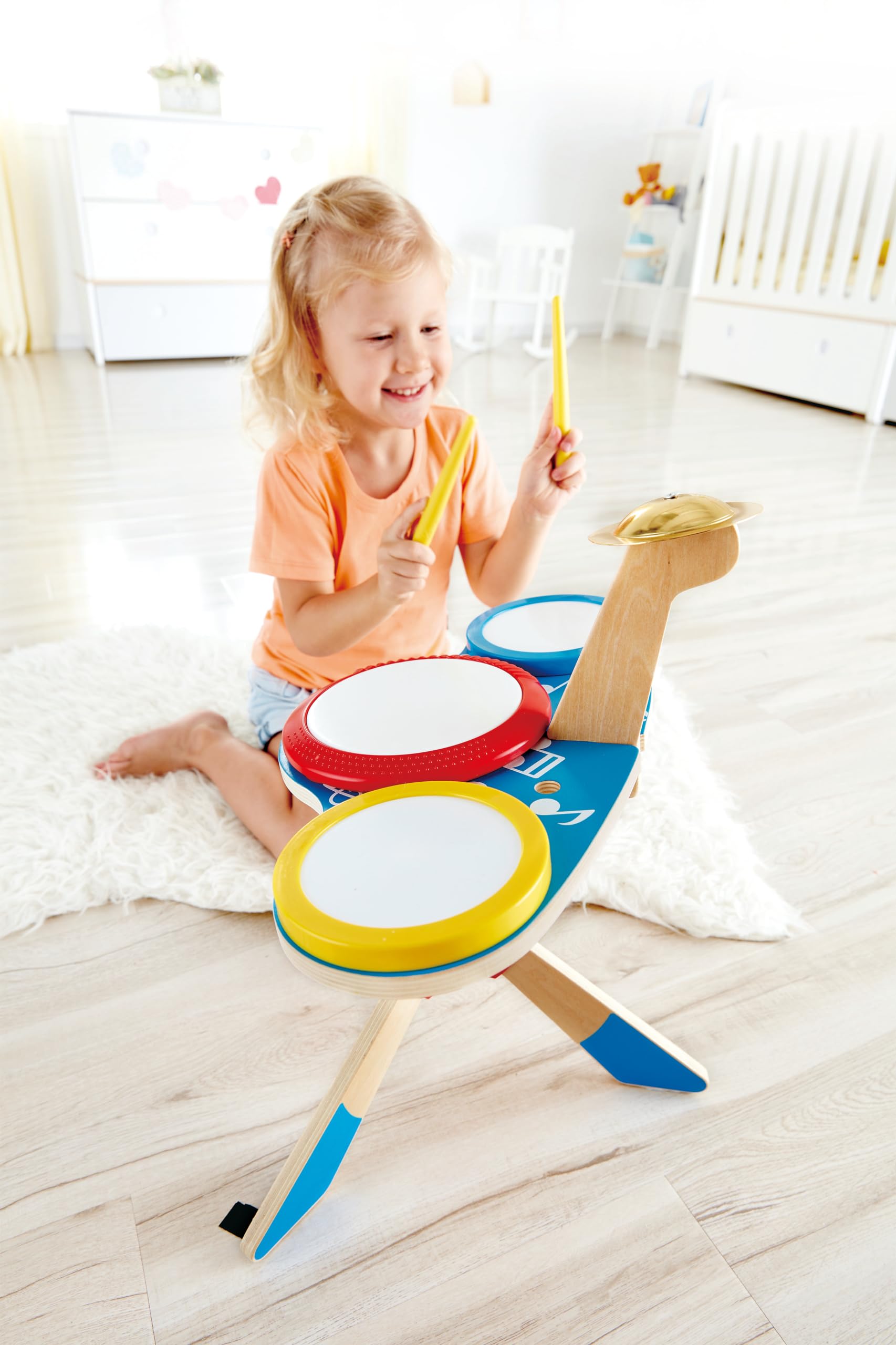 Hape set batteria e piatti batteria giocattolo 3 tamburi