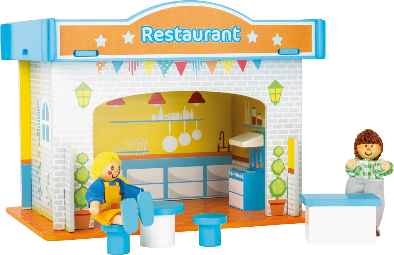 smallfoot 10852 casa ristorante legno con accessori