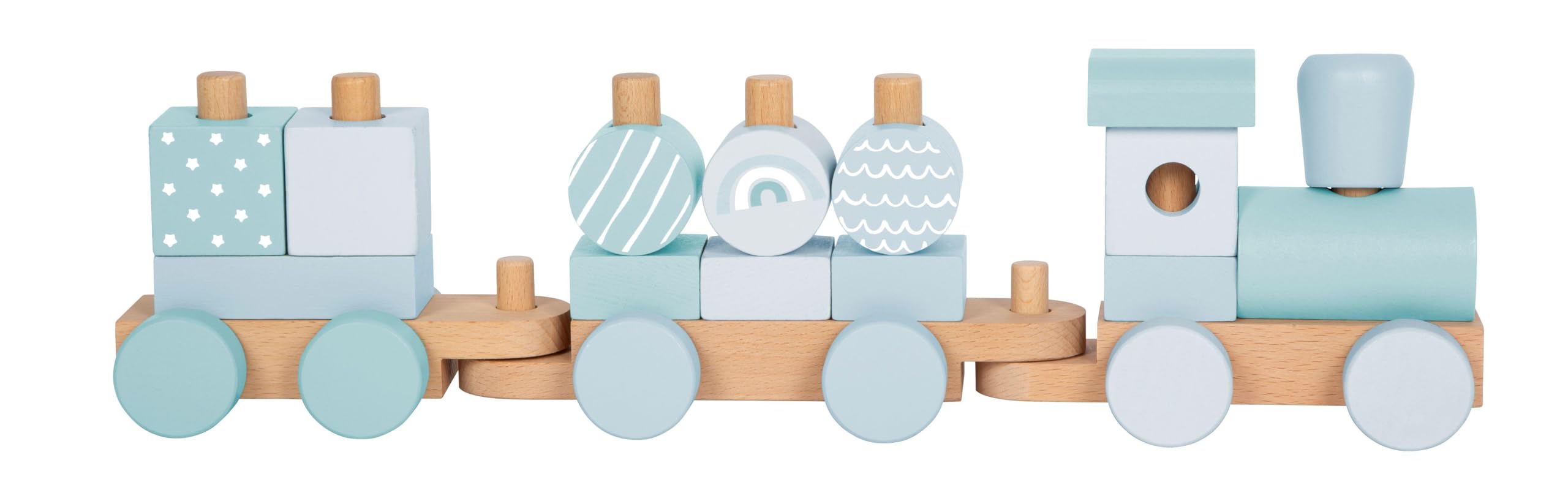 smallfoot Trenino 12695 trenino legno blu 14 pezzi impilabile
