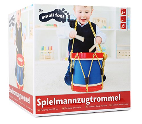 smallfoot Banda Musicale tamburo legno 22 cm con bacchette