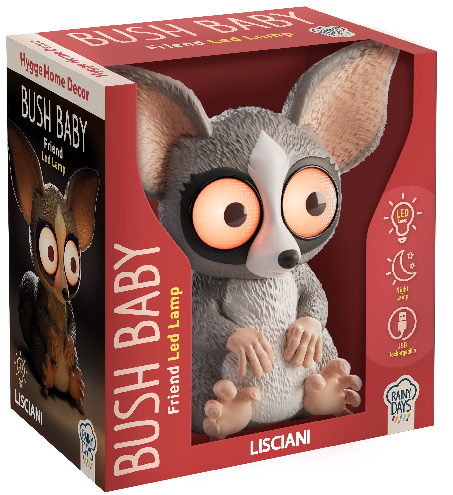 Lisciani Rainy Days Bushbaby lampada led occhi luminosi