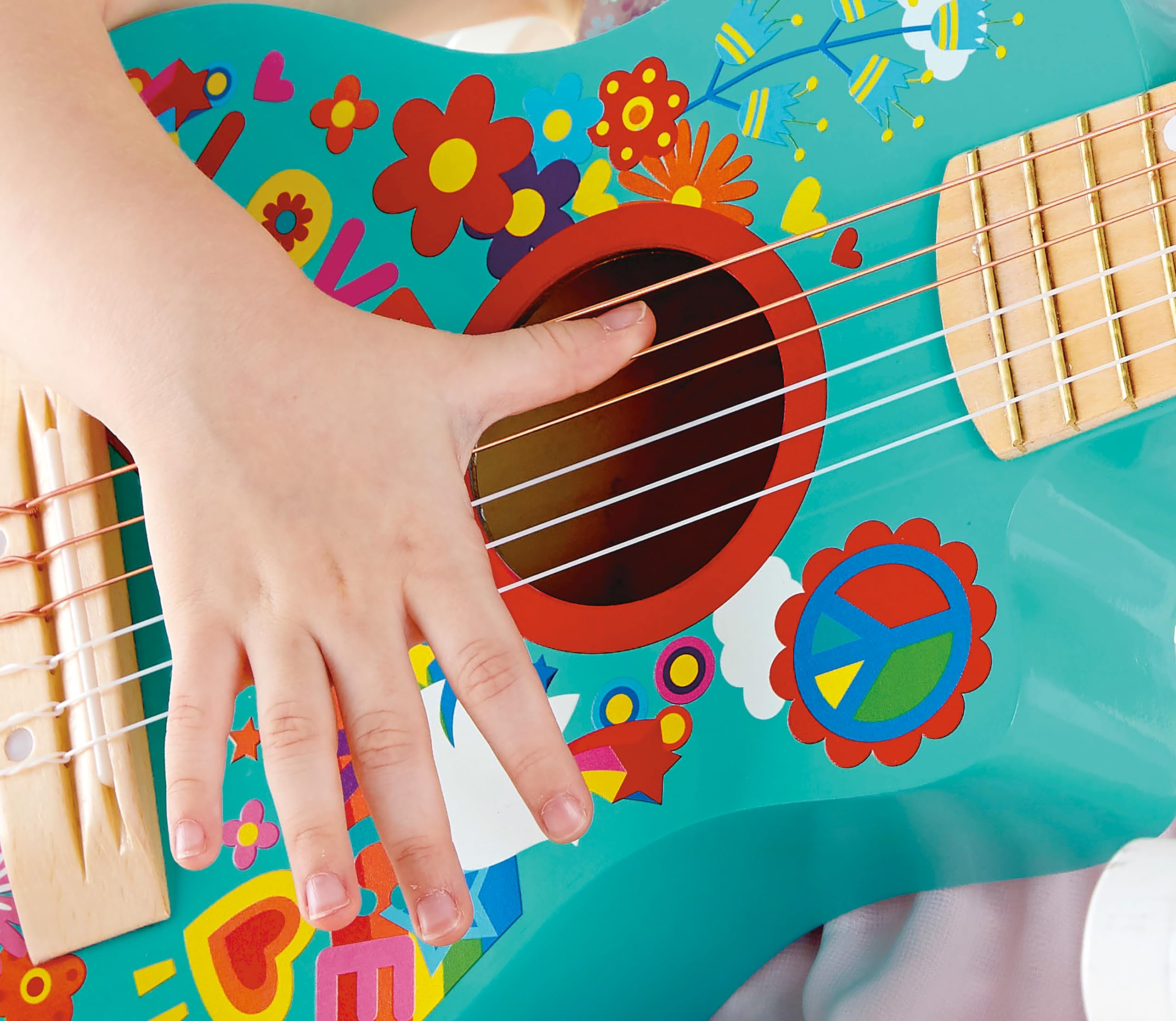 Hape Figli dei Fiori chitarra bambini legno blu E0600