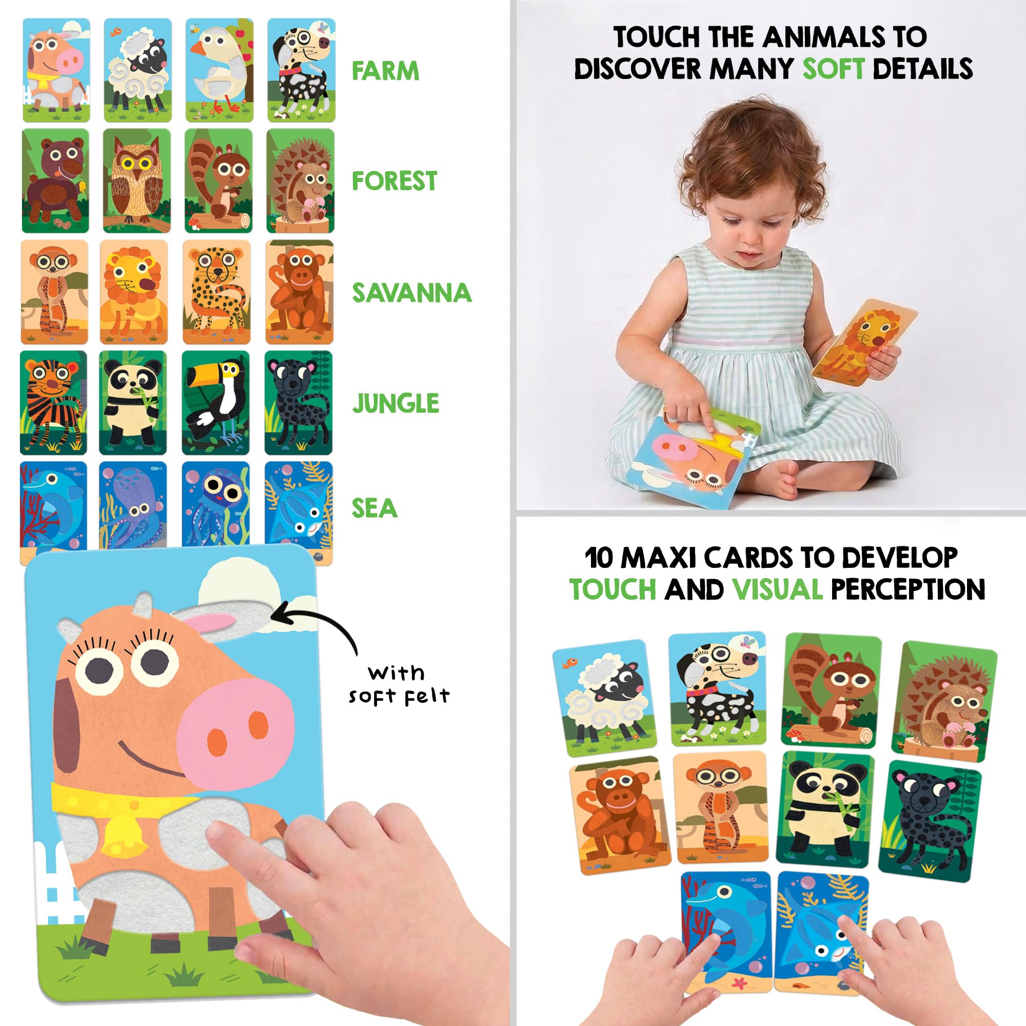 Headu Flashcards Baby Soft carte sensoriali 10 pezzi 1-3 anni
