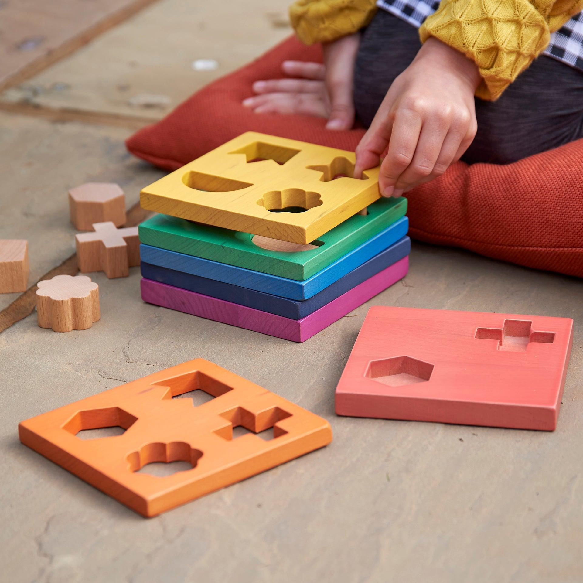Tickit Rainbow Wooden Shape Stacker puzzle legno 19 pezzi