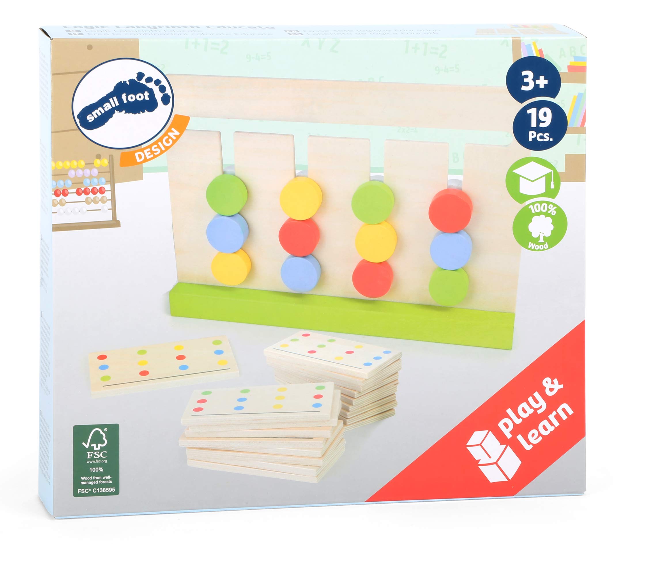 small foot 11103 Educare labirinto logico legno 18 sfide 3 anni