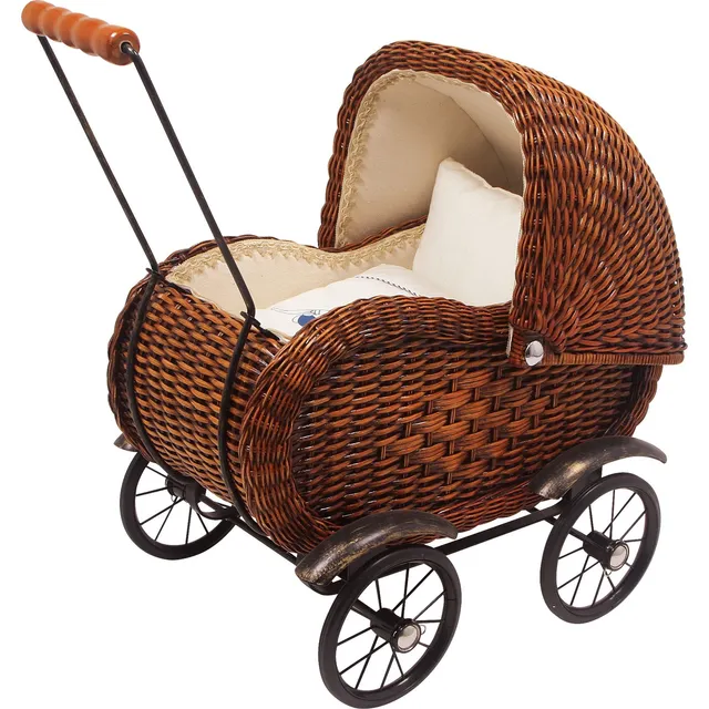 smallfoot Elisabeth passeggino bambole in vimini con biancheria