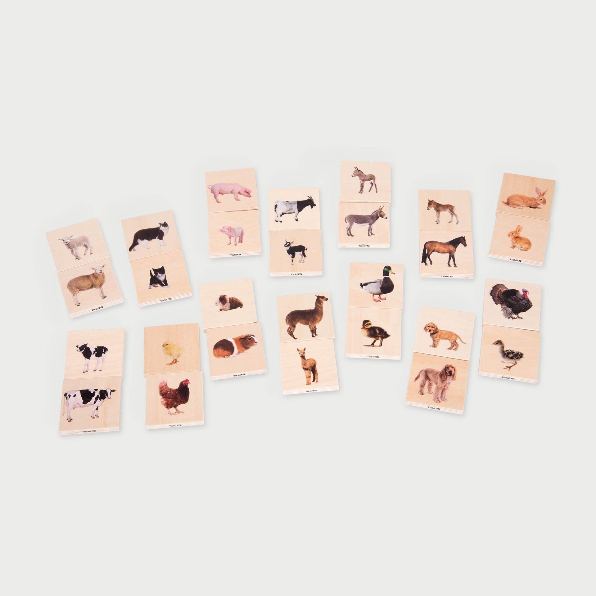 Tickit Domestic Animal Family Match memory legno 28 tessere animali