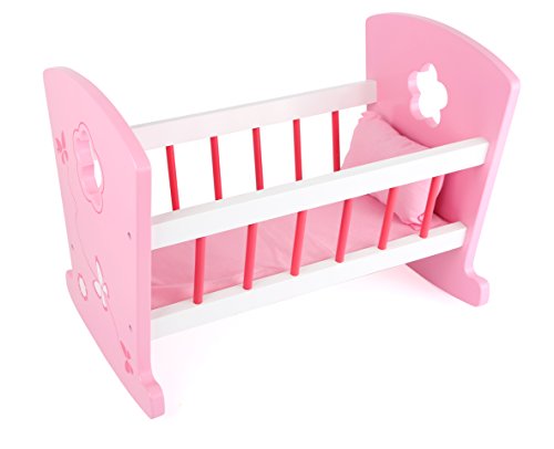 smallfoot 10742 culla bambole legno rosa con cuscino