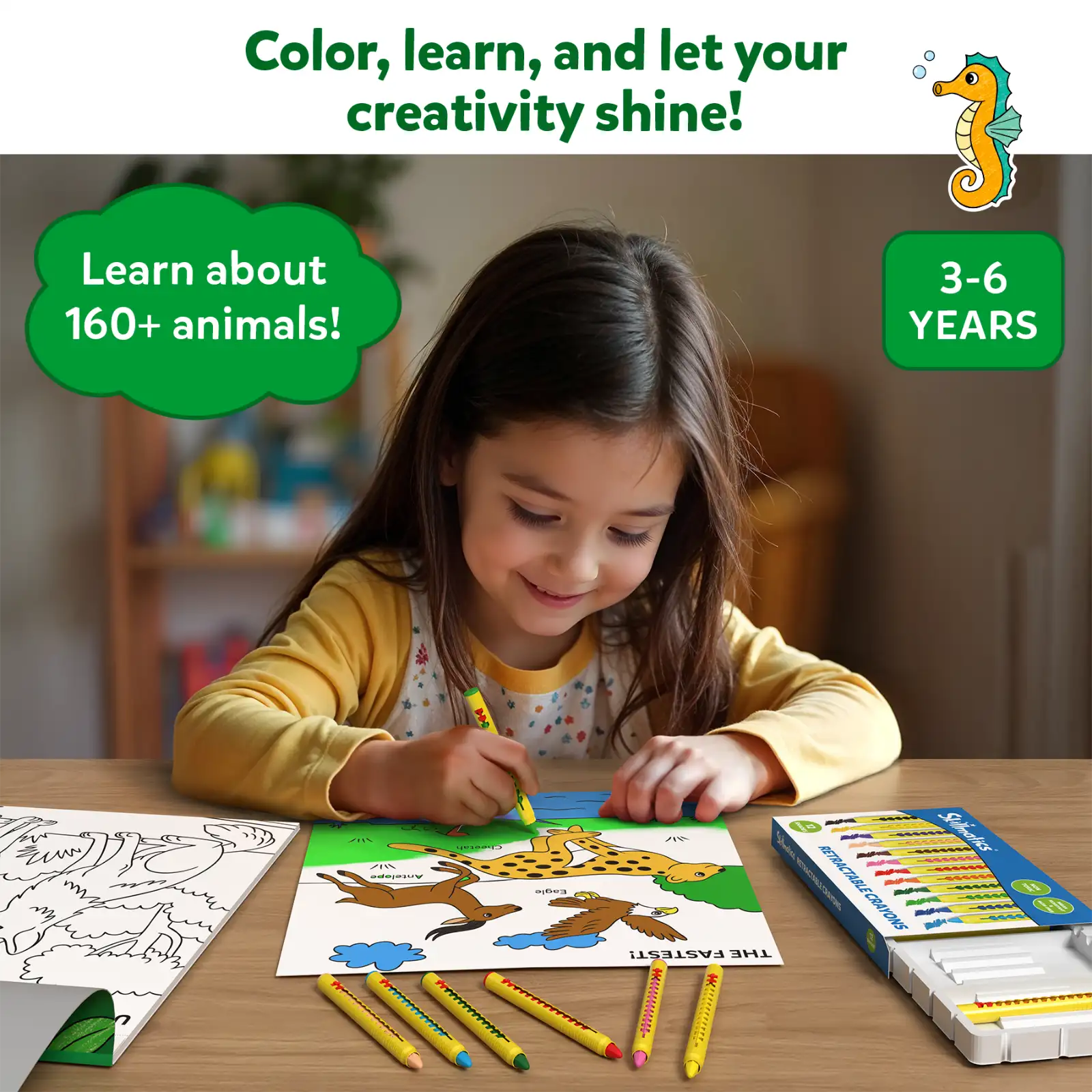 Skillmatics Color and Learn Animals libro da colorare 3-6 anni