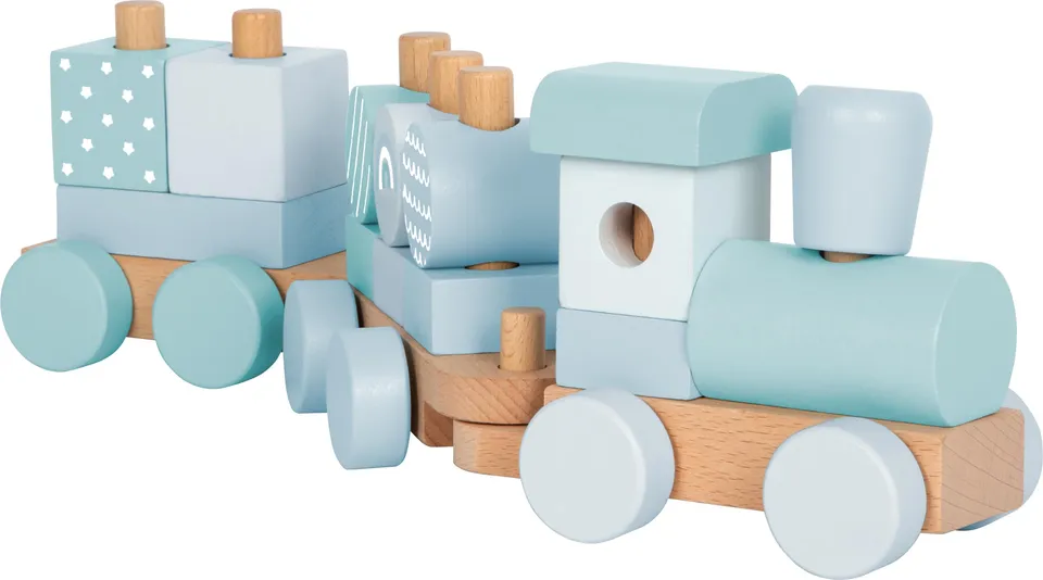 smallfoot Trenino 12695 trenino legno blu 14 pezzi impilabile