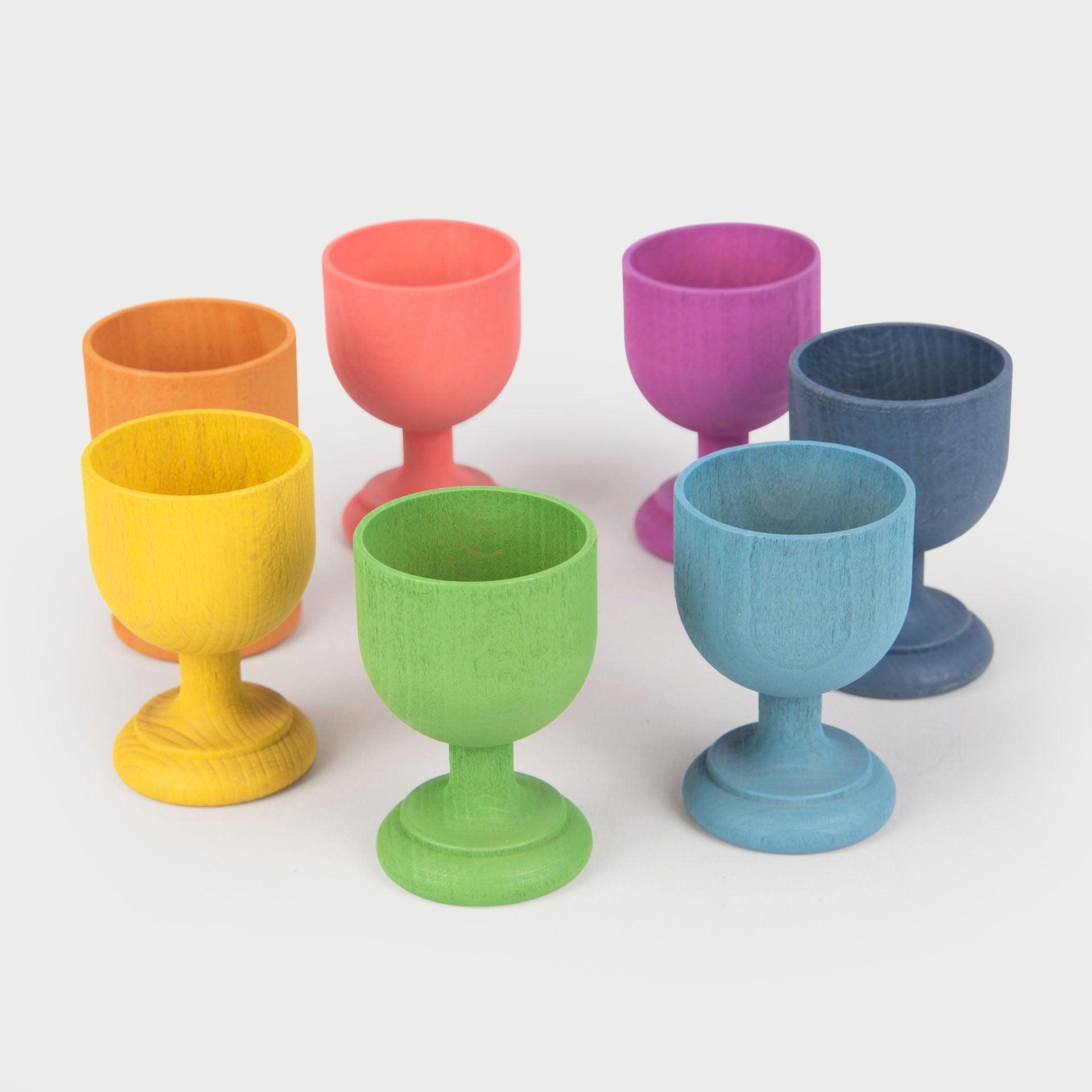 Tickit Rainbow Egg Cups Portauova Legno 7 Pezzi Colori