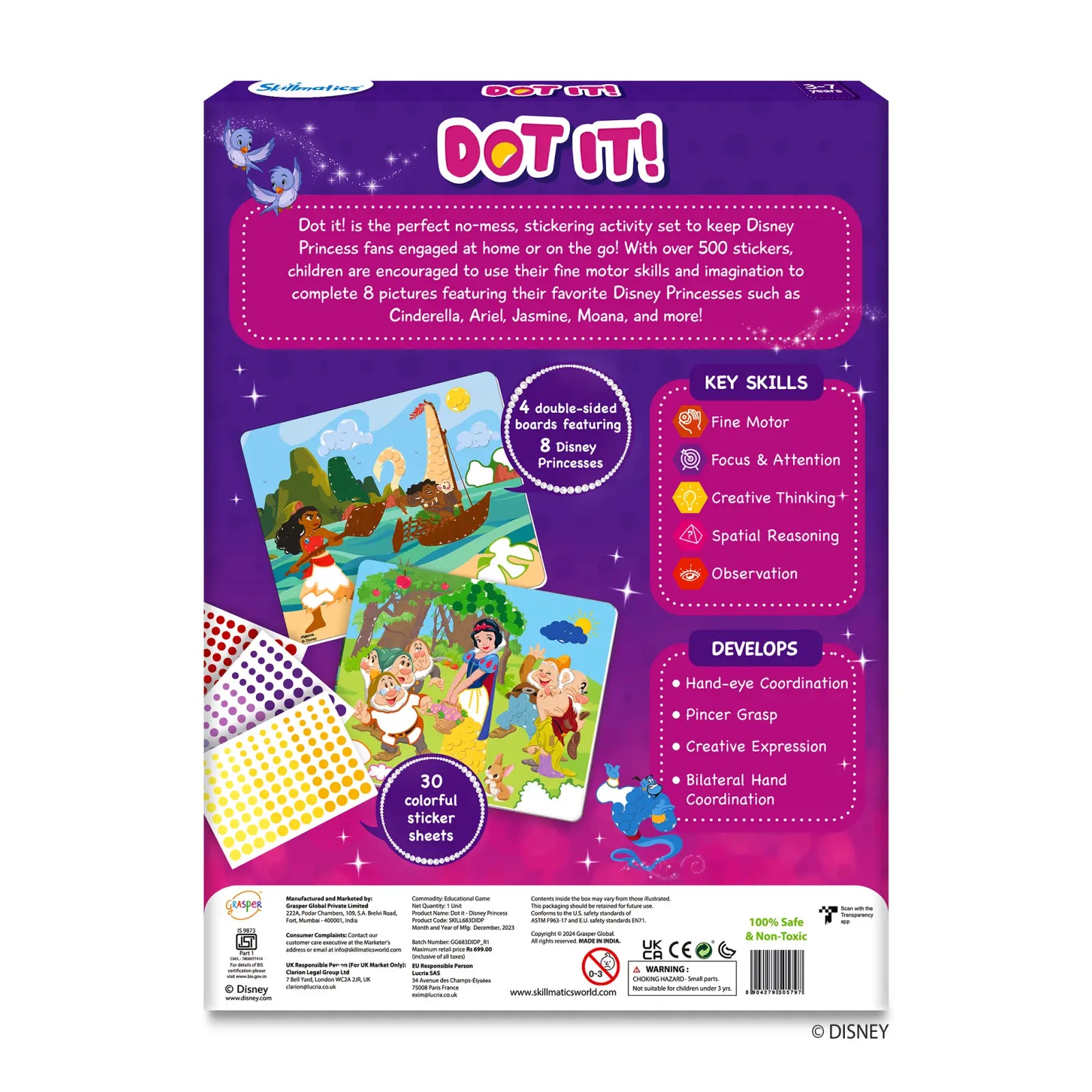 Skillmatics Dot It Disney Princesses stickers arte 3-7 anni