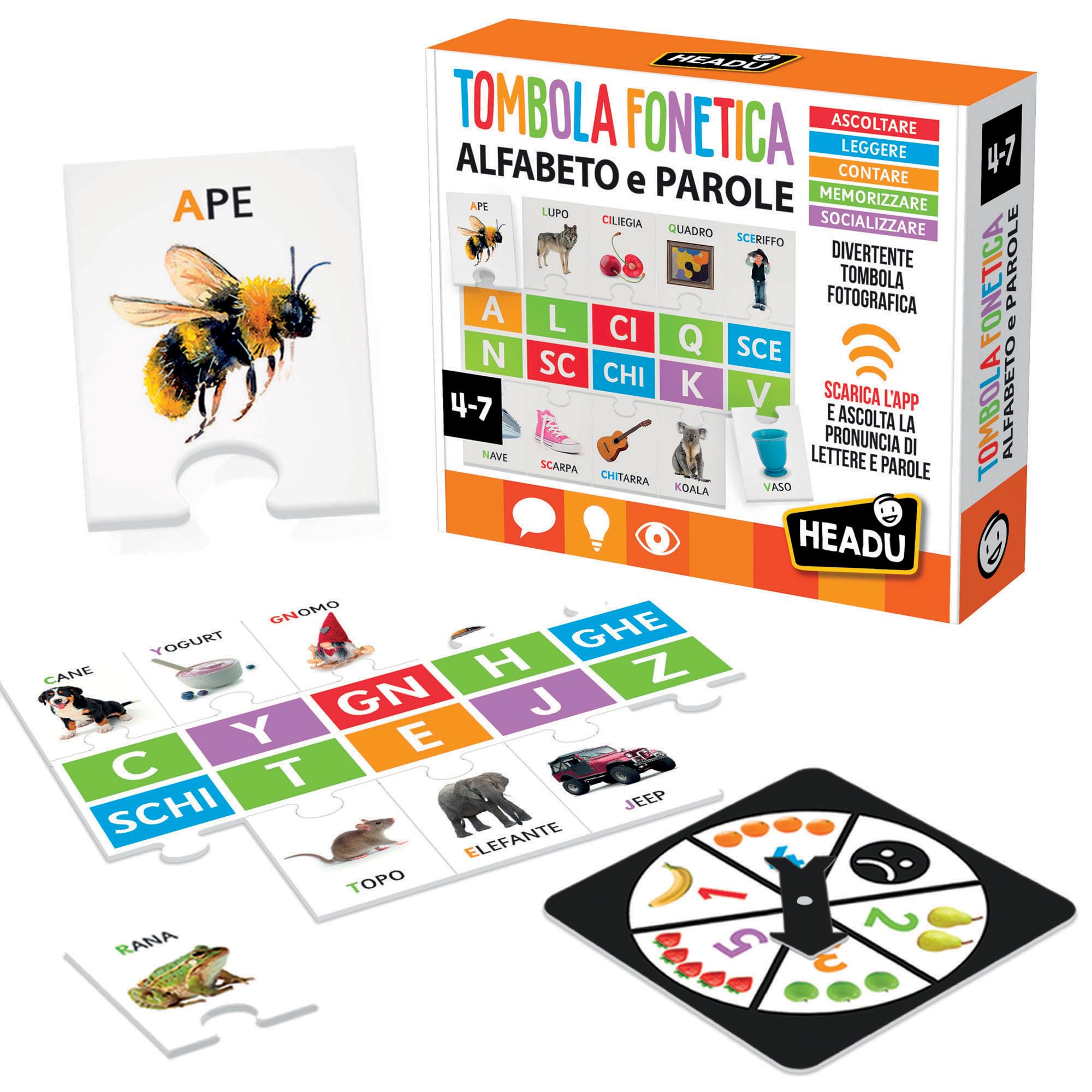Headu Tombola Fonetica Alfabeto e Parole gioco educativo 4-7 anni