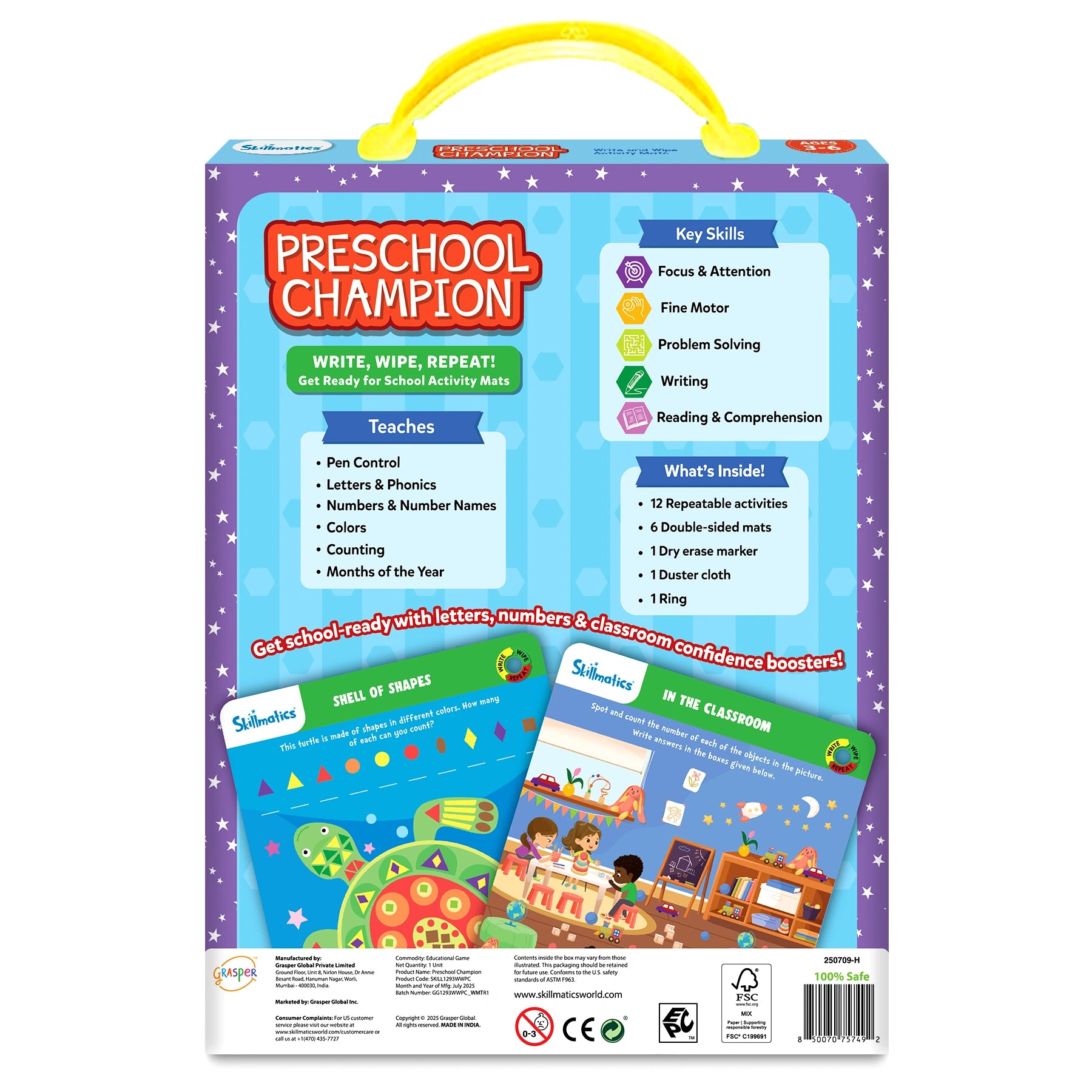 Skillmatics Preschool Champion schede cancellabili 3-6 anni