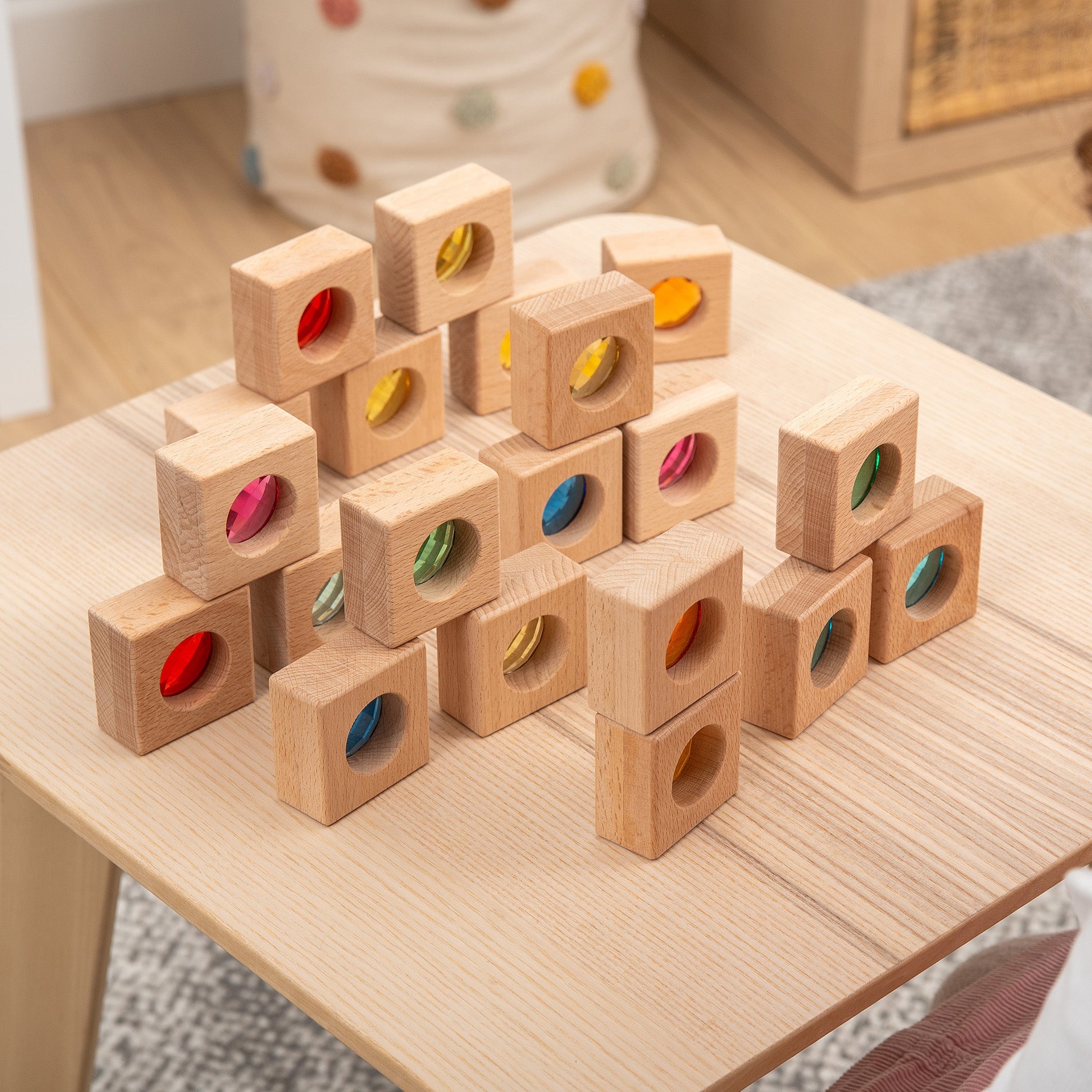 Tickit Wooden Kaleidoscope Blocks cubetti legno 20 pezzi sensoriali