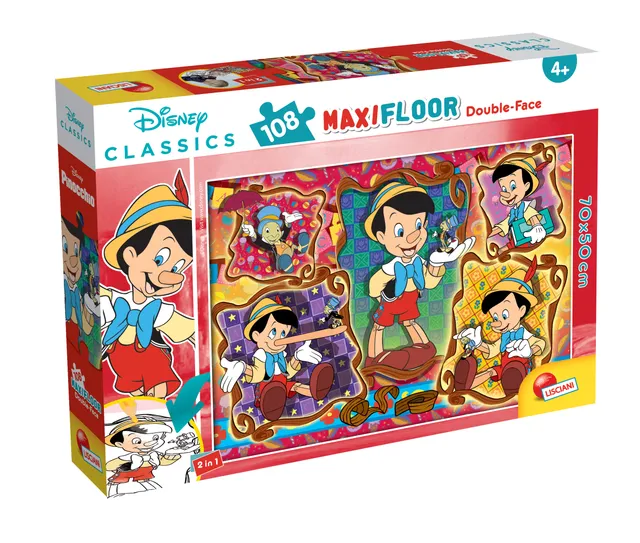 Lisciani Disney Maxi Floor 108 Pinocchio puzzle double-face